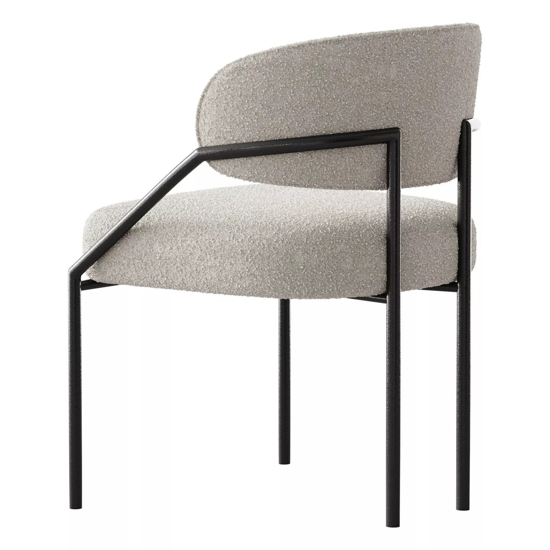 Metal Dining Chair 3D Model – Modern Upholstered Design, FBX, OBJ - View 14