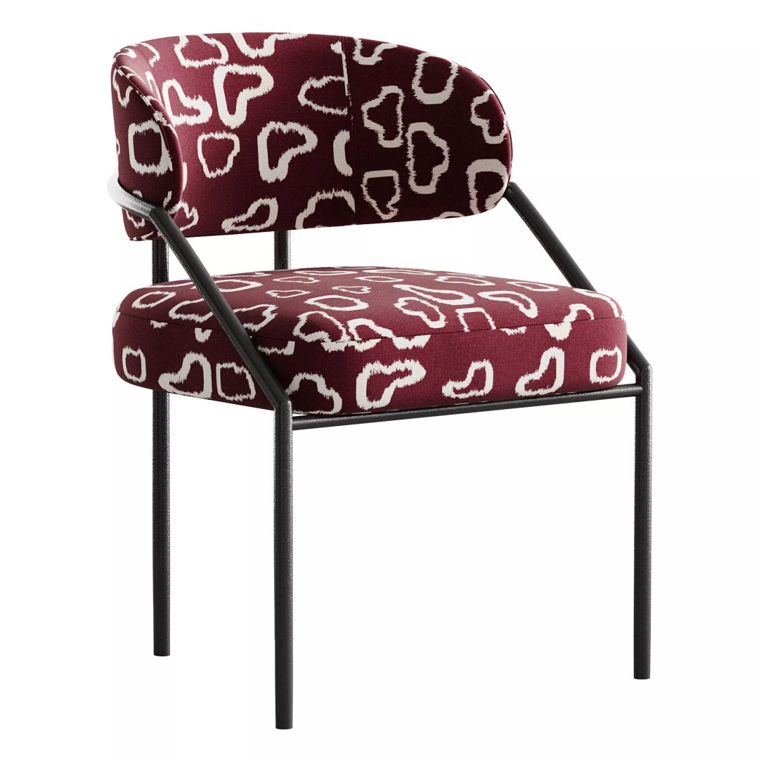 Metal Dining Chair 3D Model – Modern Upholstered Design, FBX, OBJ - View 5