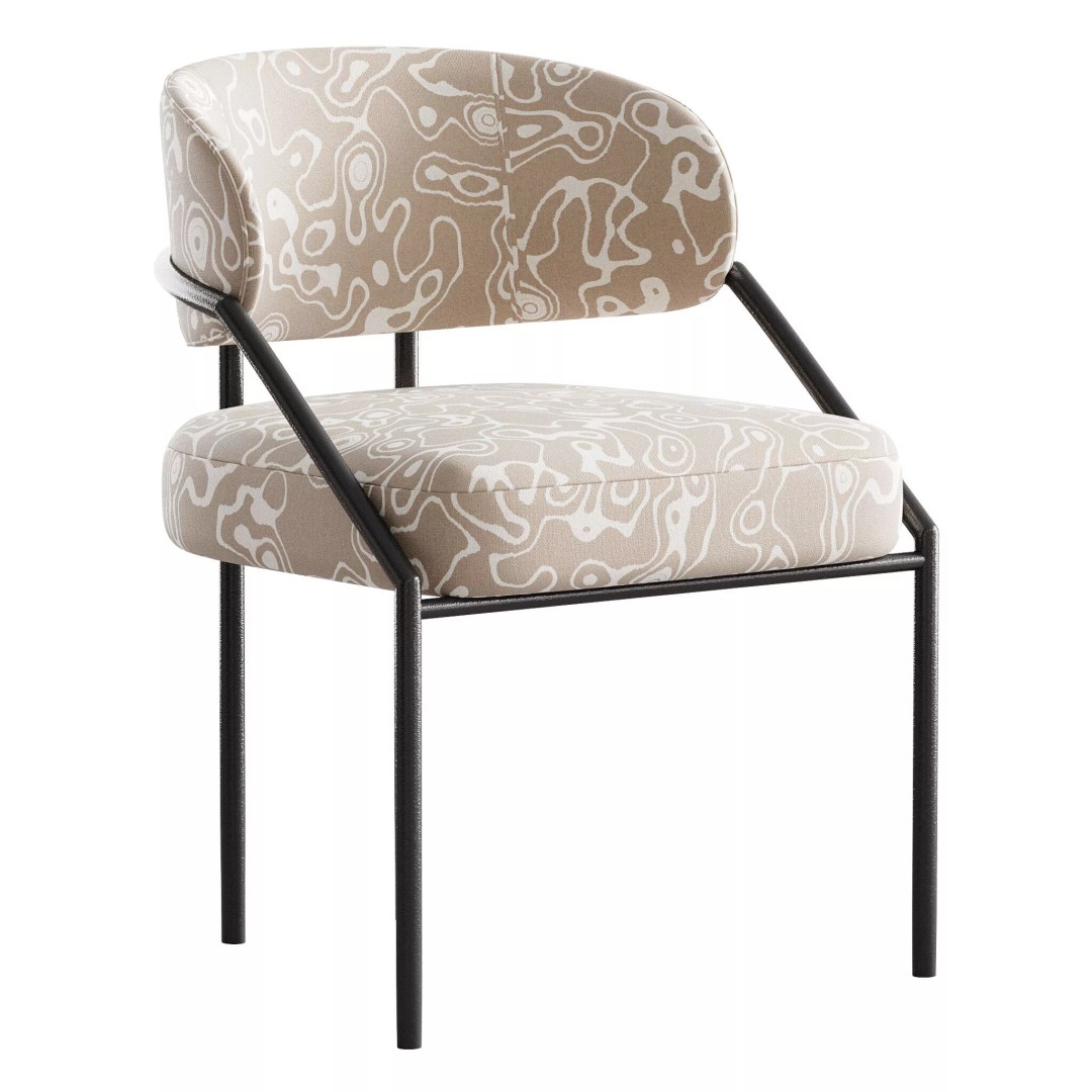 Metal Dining Chair 3D Model – Modern Upholstered Design, FBX, OBJ - View 6
