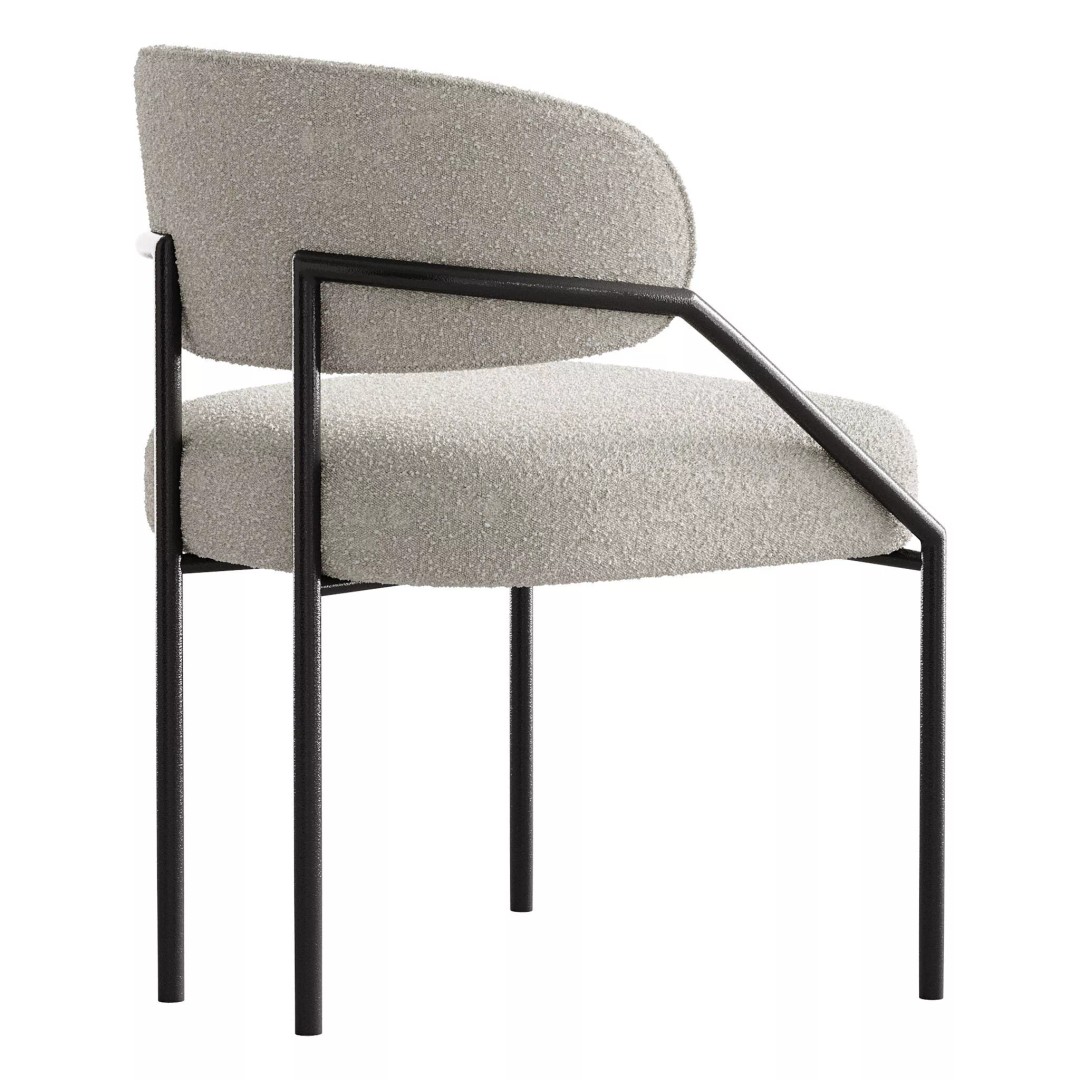 Metal Dining Chair 3D Model – Modern Upholstered Design, FBX, OBJ - View 7