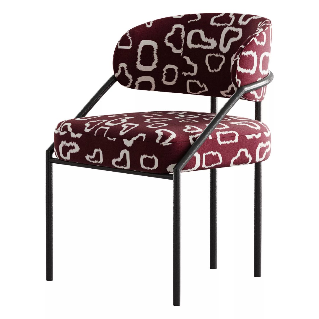 Metal Dining Chair 3D Model – Modern Upholstered Design, FBX, OBJ - View 8