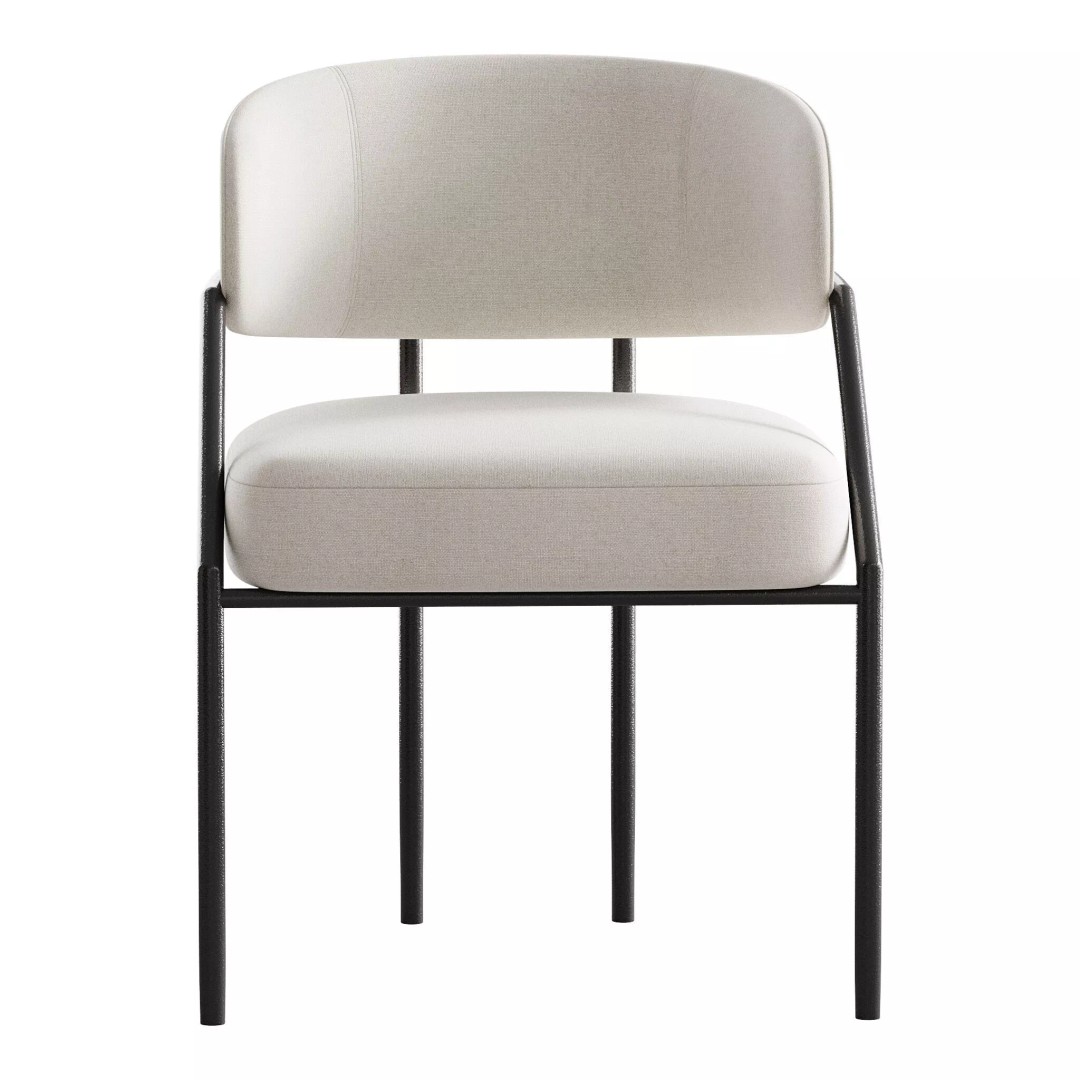 Metal Dining Chair 3D Model – Modern Upholstered Design, FBX, OBJ - View 9