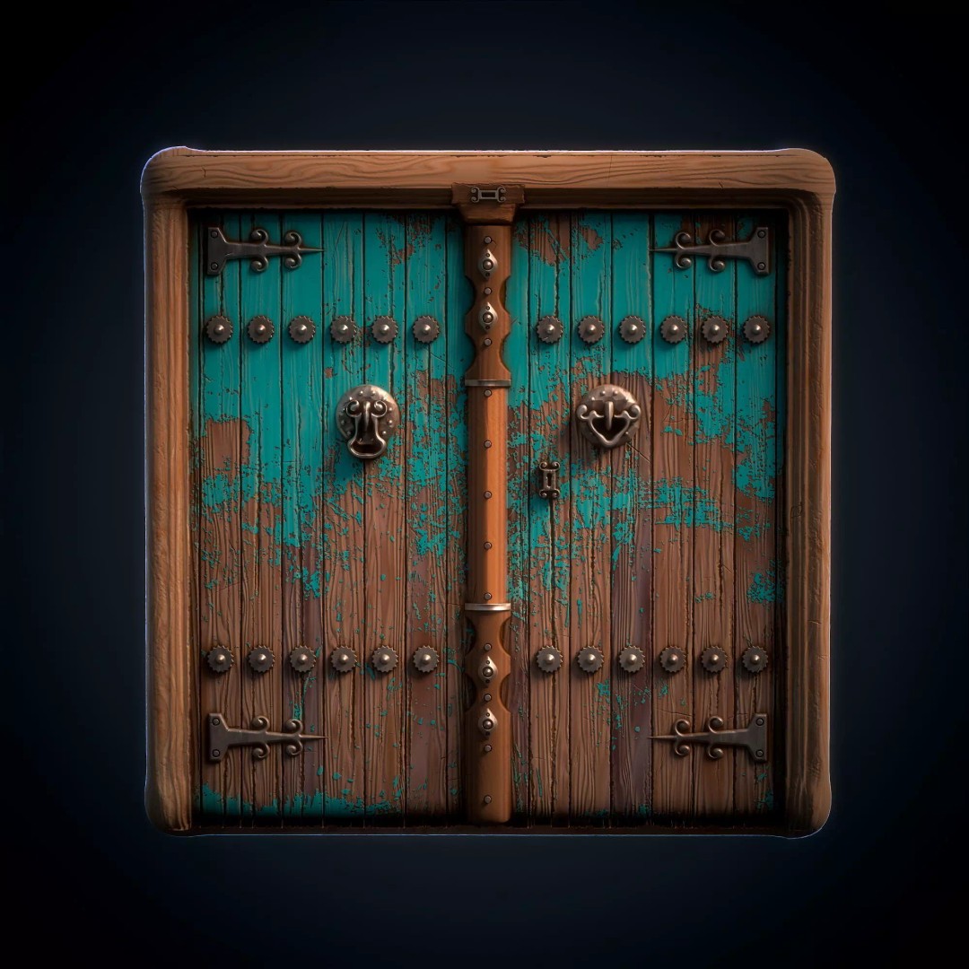 Old Door 3D Model – Architectural Wood Texture, PBR, SBsar - View 2