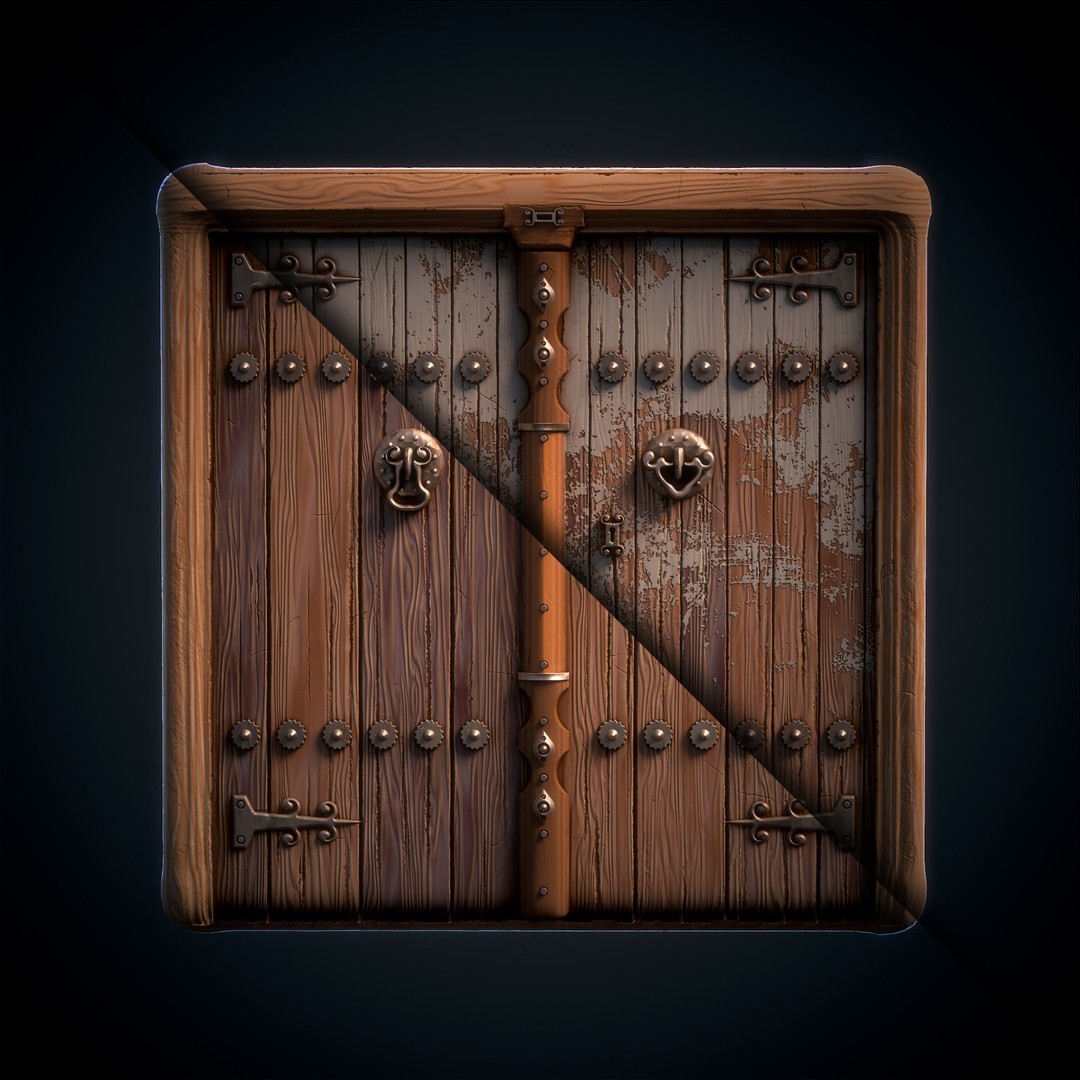 Old Door 3D Model – Architectural Wood Texture, PBR, SBsar - View 5