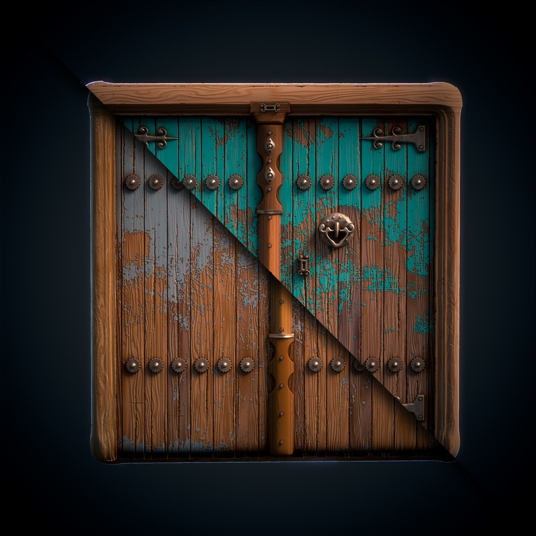 Old Door 3D Model – Architectural Wood Texture, PBR, SBsar - View 6