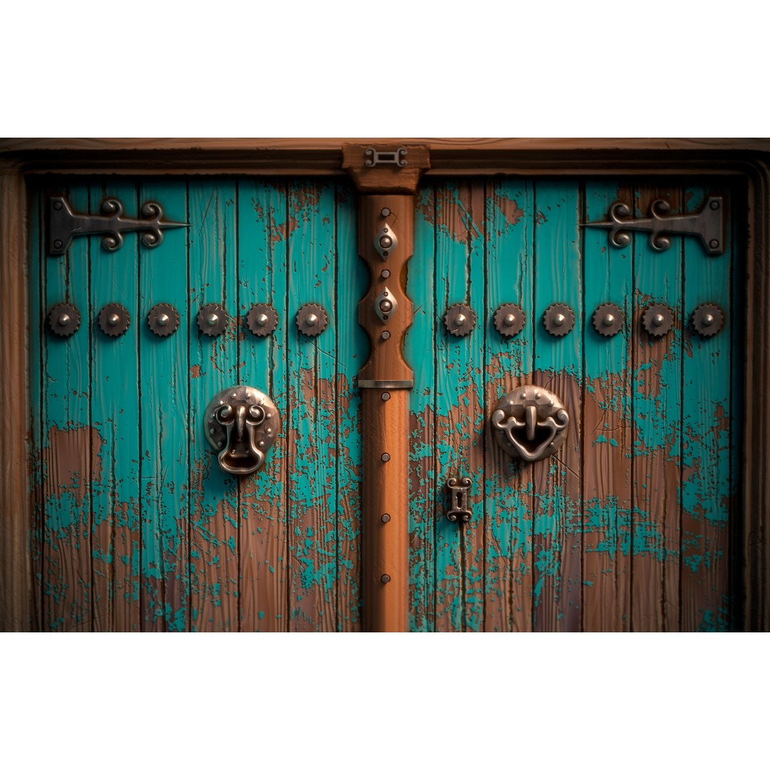 Old Door 3D Model – Architectural Wood Texture, PBR, SBsar - View 7