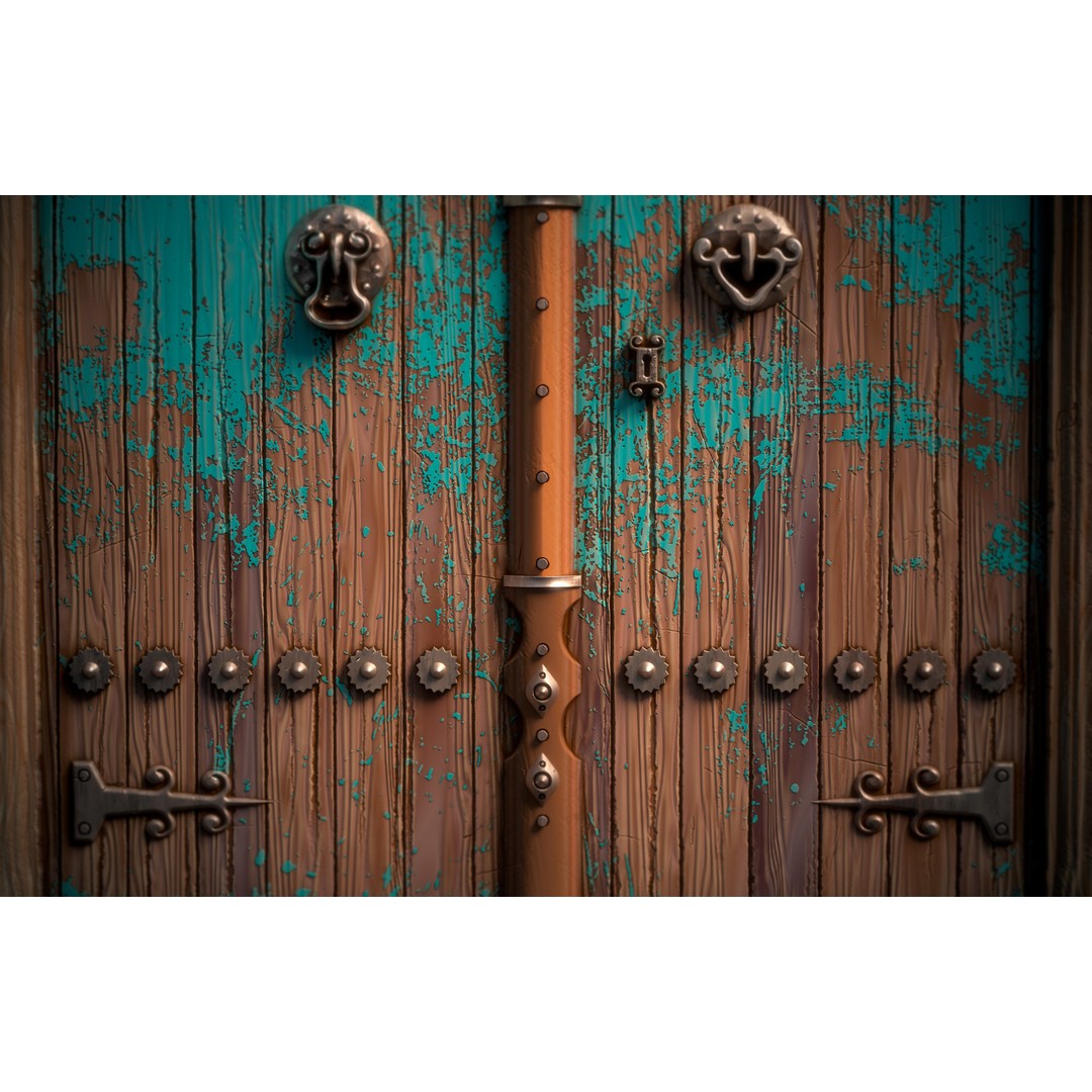 Old Door 3D Model – Architectural Wood Texture, PBR, SBsar - View 8