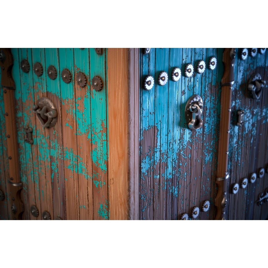 Old Door 3D Model – Architectural Wood Texture, PBR, SBsar - View 9