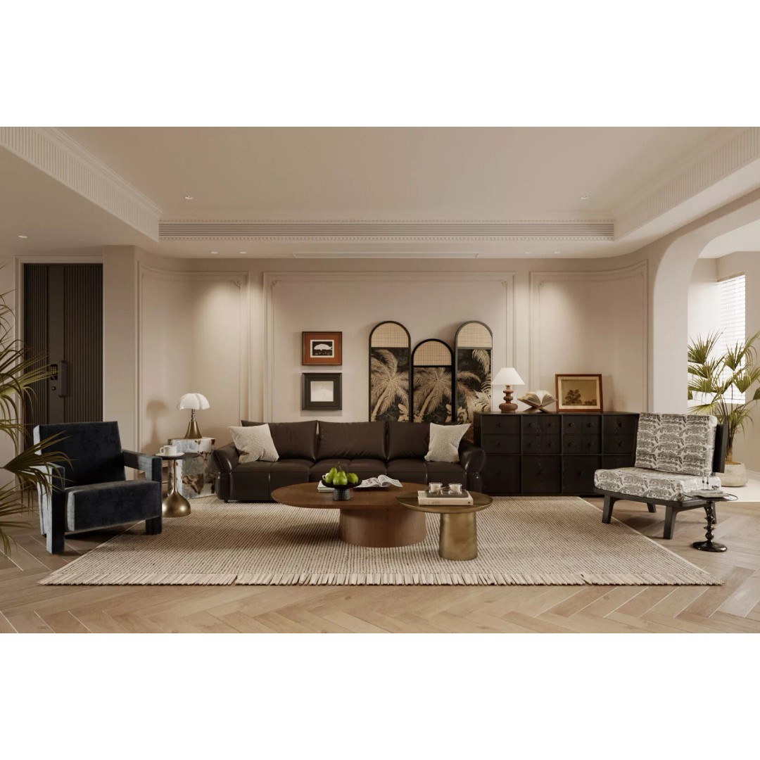 French Retro Style Living Room 3D Model – Mid Century Modern, PBR, FBX, OBJ - View 2