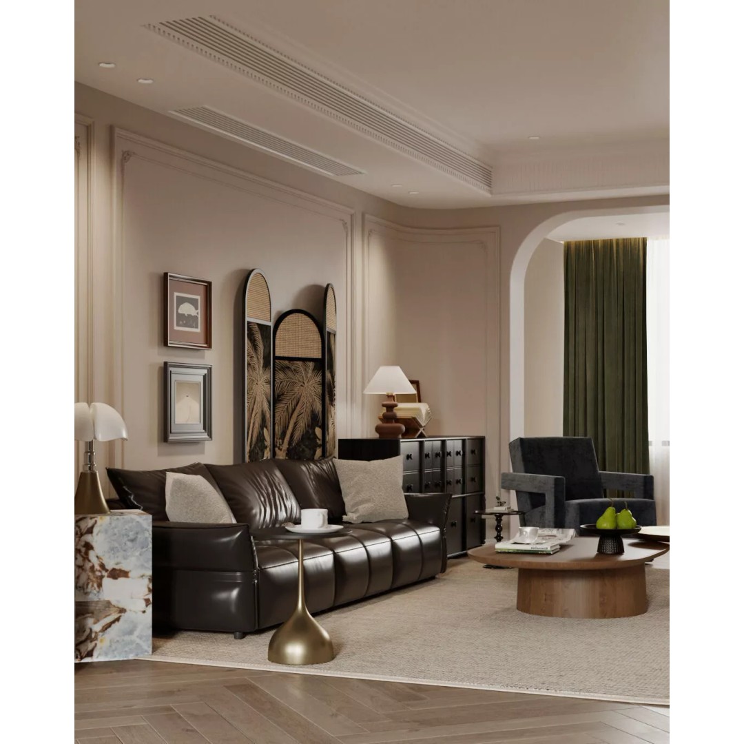 French Retro Style Living Room 3D Model – Mid Century Modern, PBR, FBX, OBJ - View 4