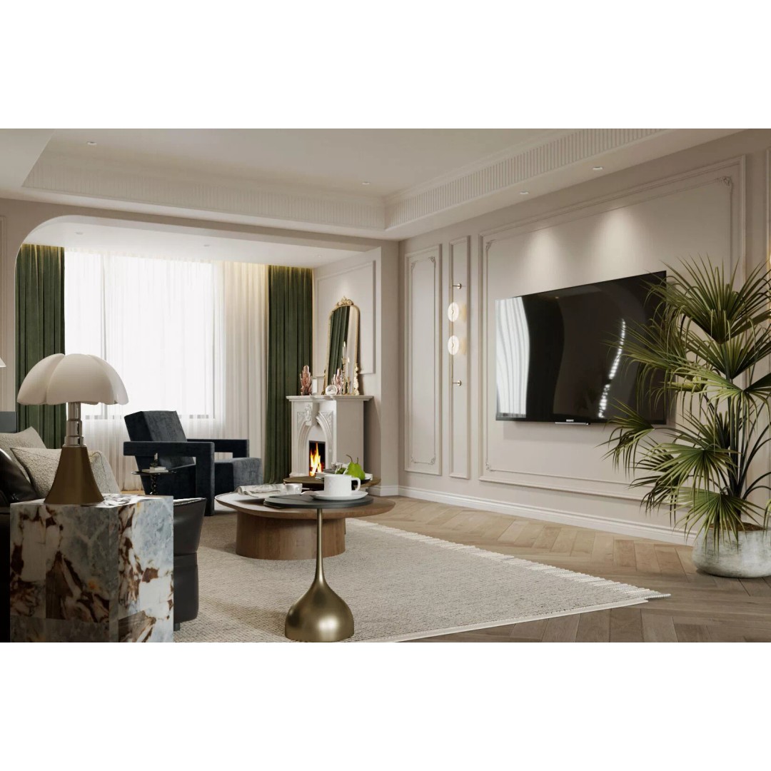 French Retro Style Living Room 3D Model – Mid Century Modern, PBR, FBX, OBJ - View 5