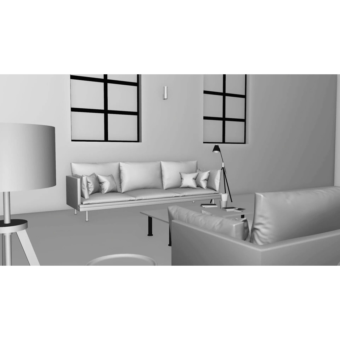 Industrial Living Room 3D Model – PBR Textures, Blender, FBX - View 10