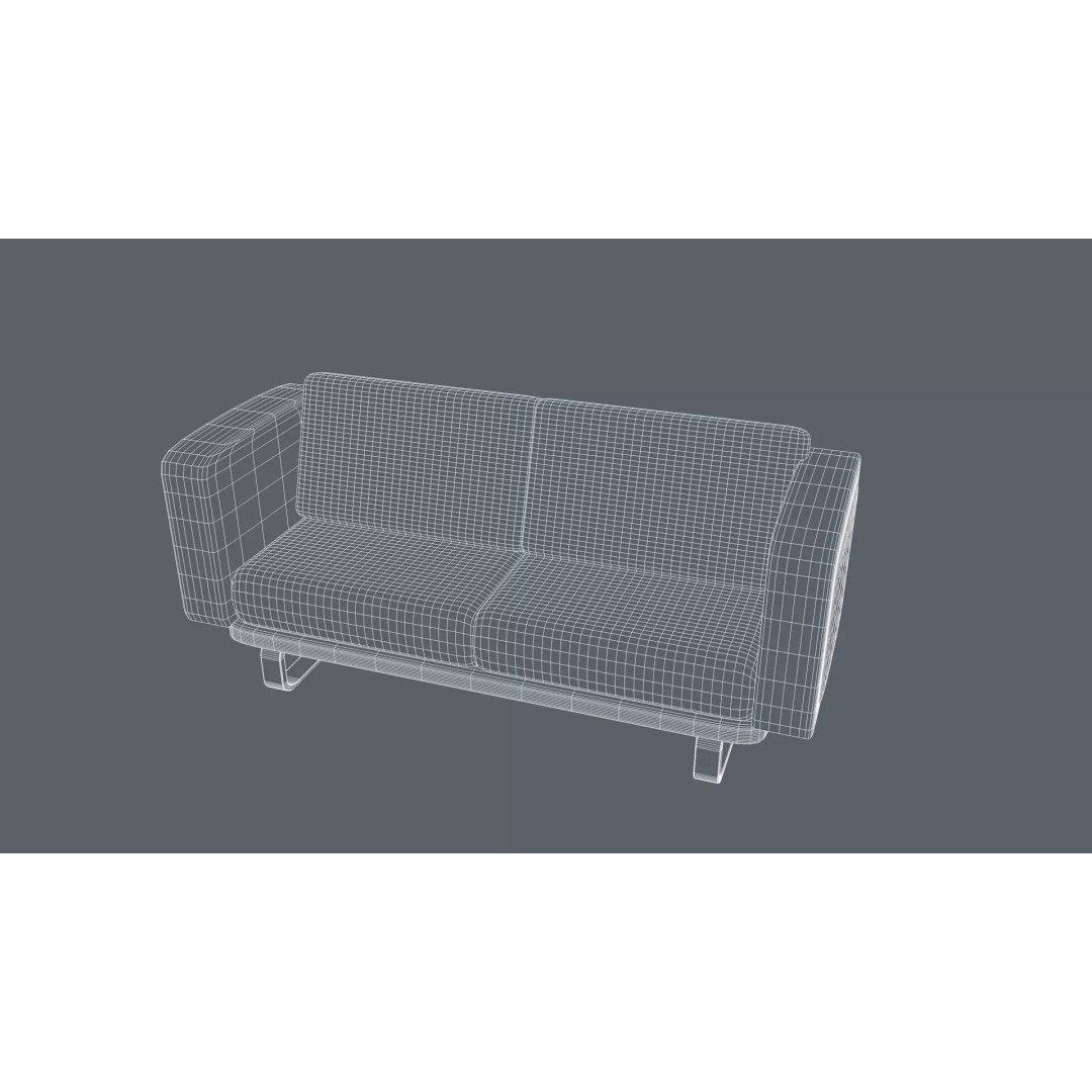 Gold Sofa 3D Model – Classic Luxury Furniture, FBX & OBJ Formats - View 10
