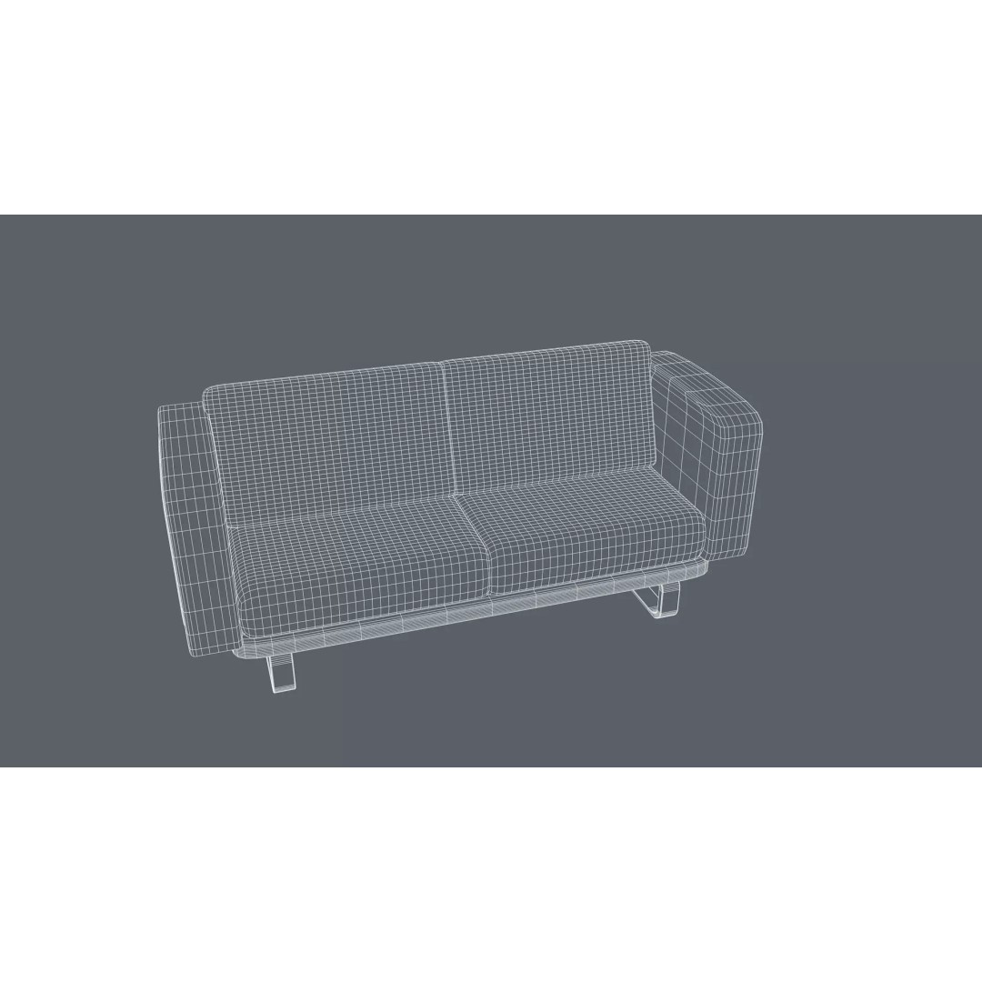 Gold Sofa 3D Model – Classic Luxury Furniture, FBX & OBJ Formats - View 11
