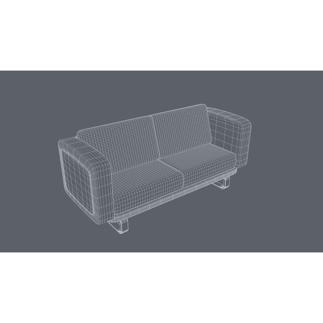 Gold Sofa 3D Model – Classic Luxury Furniture, FBX & OBJ Formats - View 12