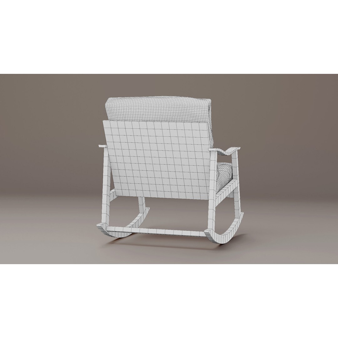 Soviet Rocking Chair 3D Model – Vintage Low-Poly PBR Asset, FBX - View 10
