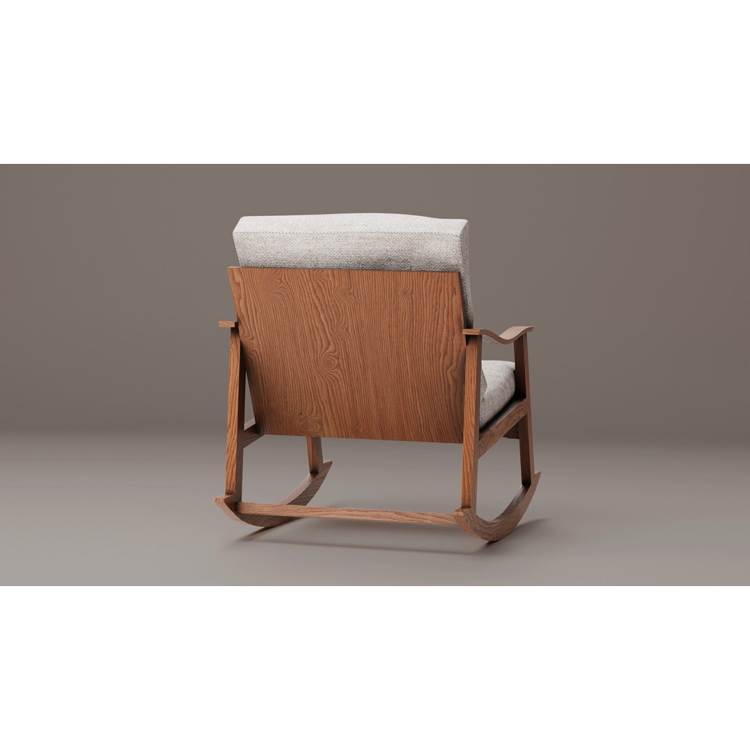 Soviet Rocking Chair 3D Model – Vintage Low-Poly PBR Asset, FBX - View 4