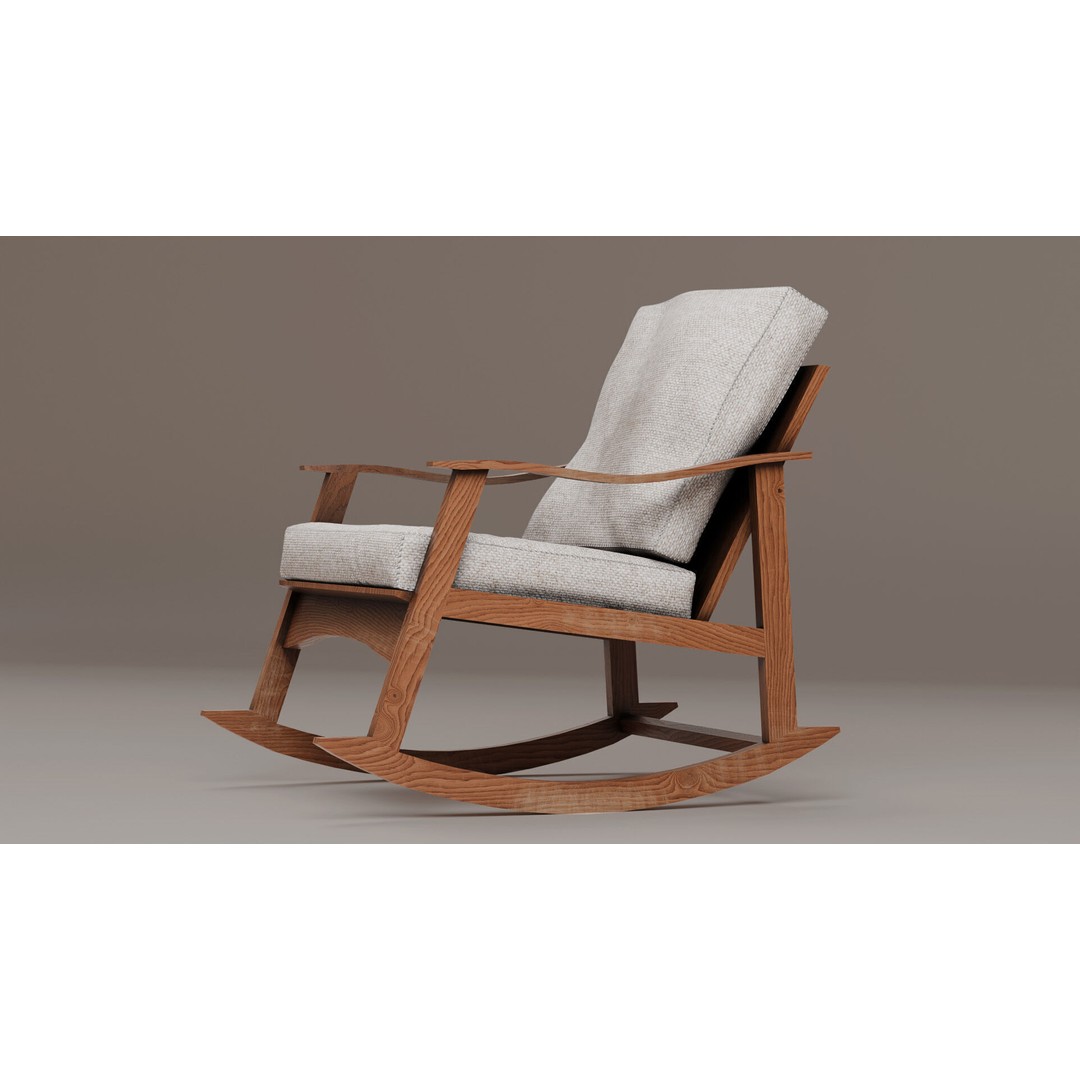 Soviet Rocking Chair 3D Model – Vintage Low-Poly PBR Asset, FBX - View 5