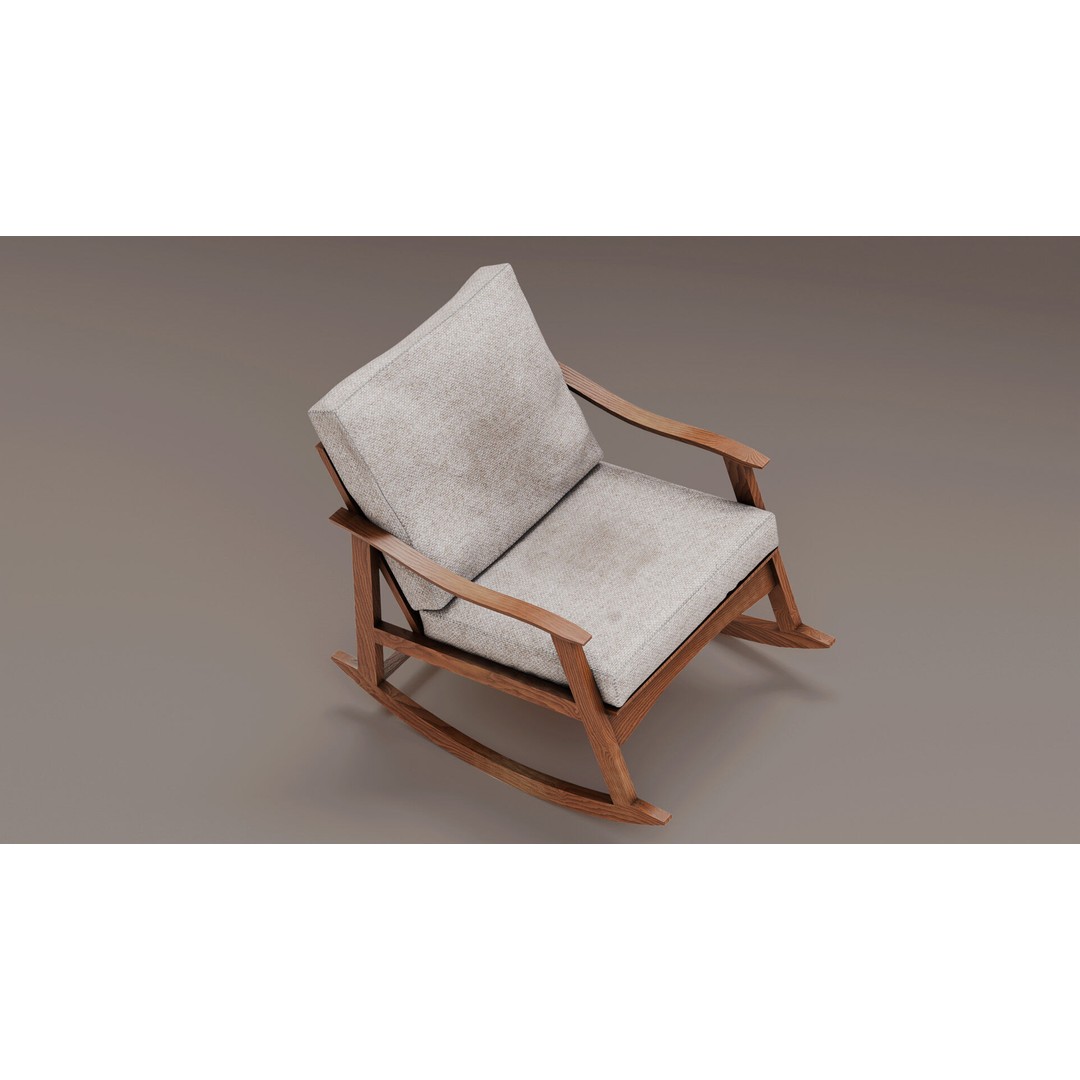 Soviet Rocking Chair 3D Model – Vintage Low-Poly PBR Asset, FBX - View 6