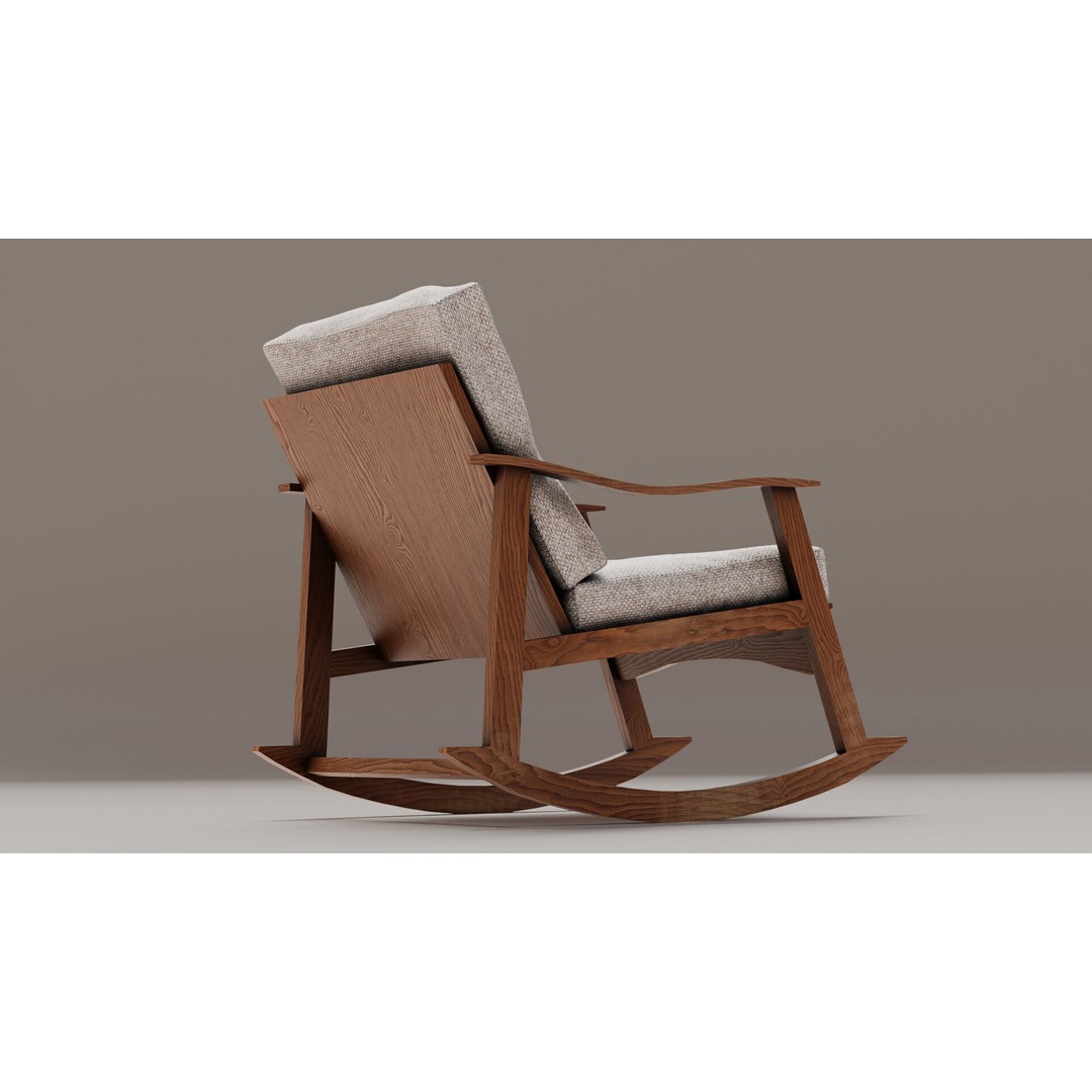Soviet Rocking Chair 3D Model – Vintage Low-Poly PBR Asset, FBX - View 7