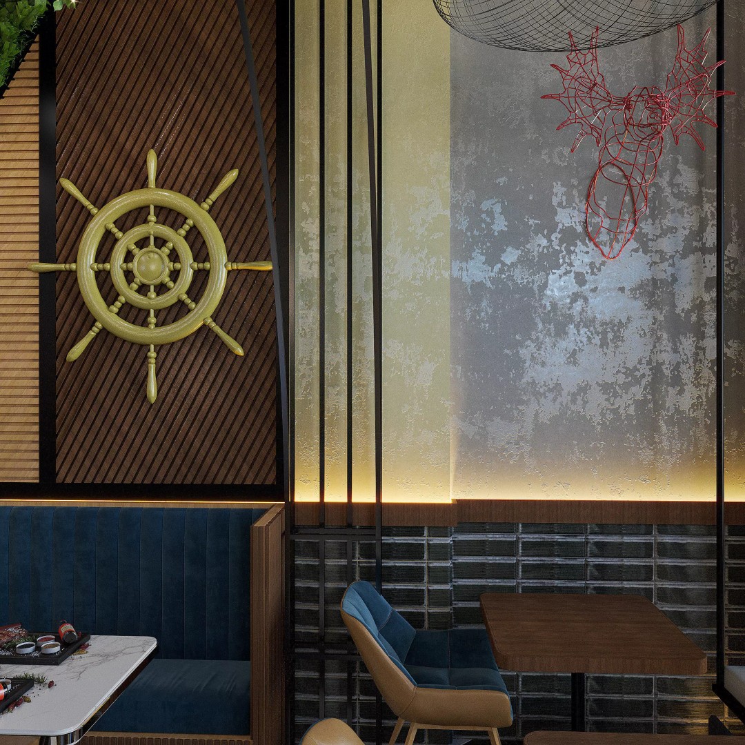 Cafe Restaurant Interior 3D Model – Modern Minimalist Design, PBR - View 10