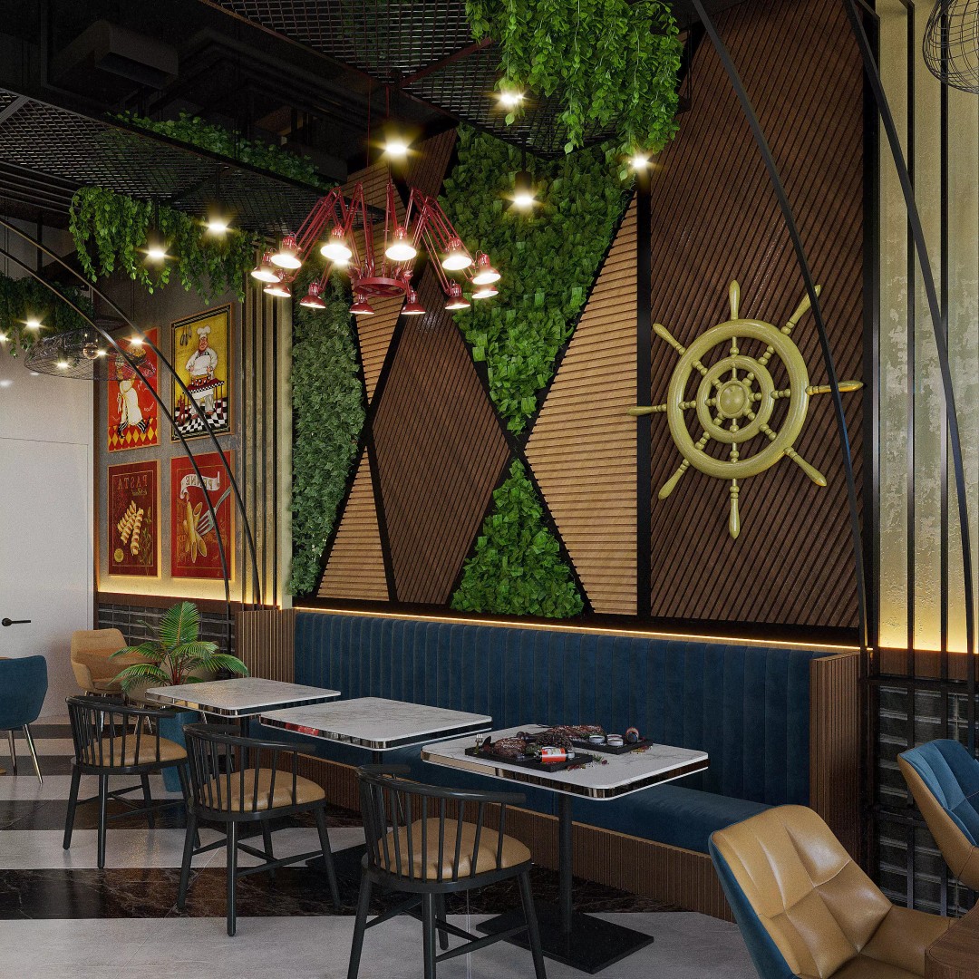 Cafe Restaurant Interior 3D Model – Modern Minimalist Design, PBR - View 5