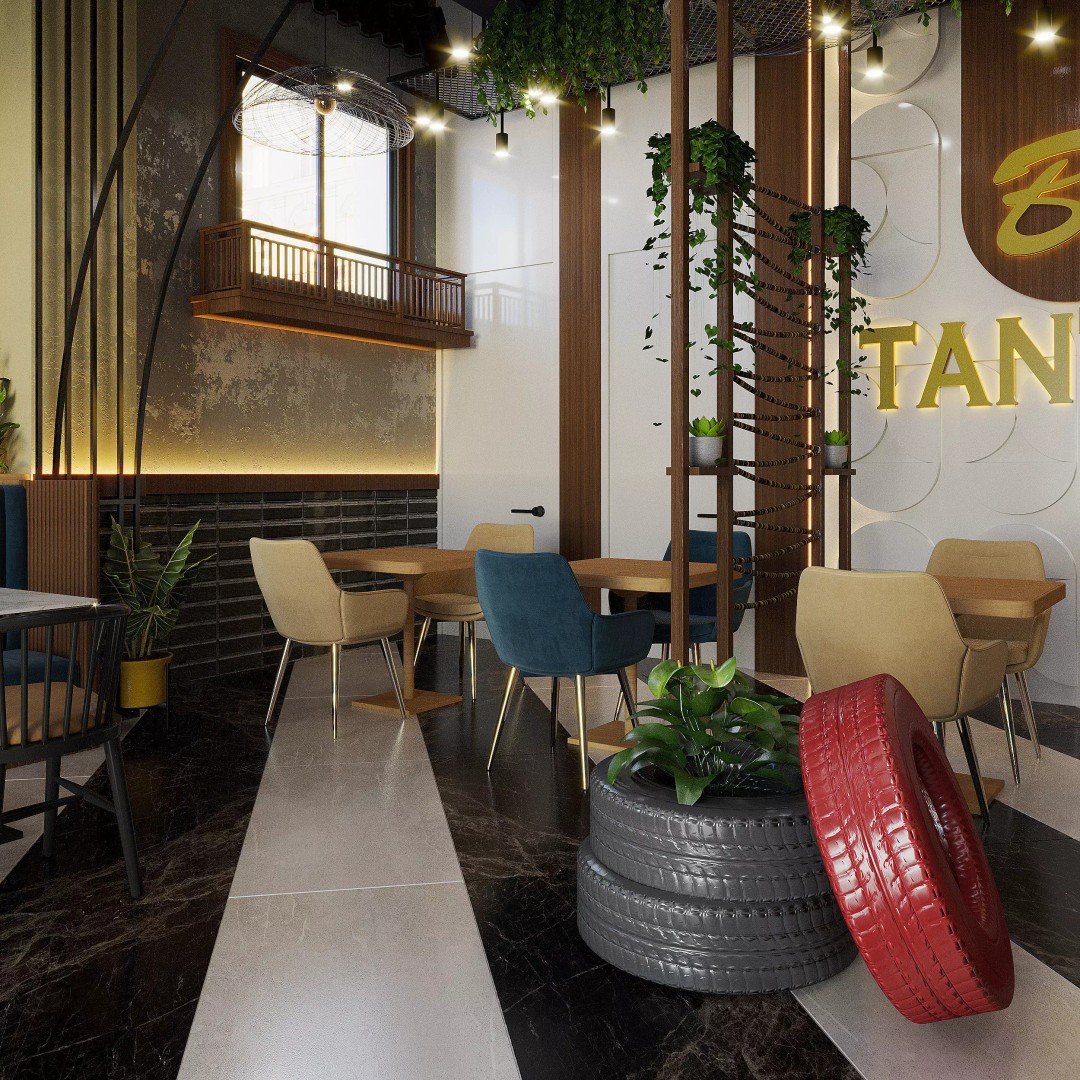 Cafe Restaurant Interior 3D Model – Modern Minimalist Design, PBR - View 7