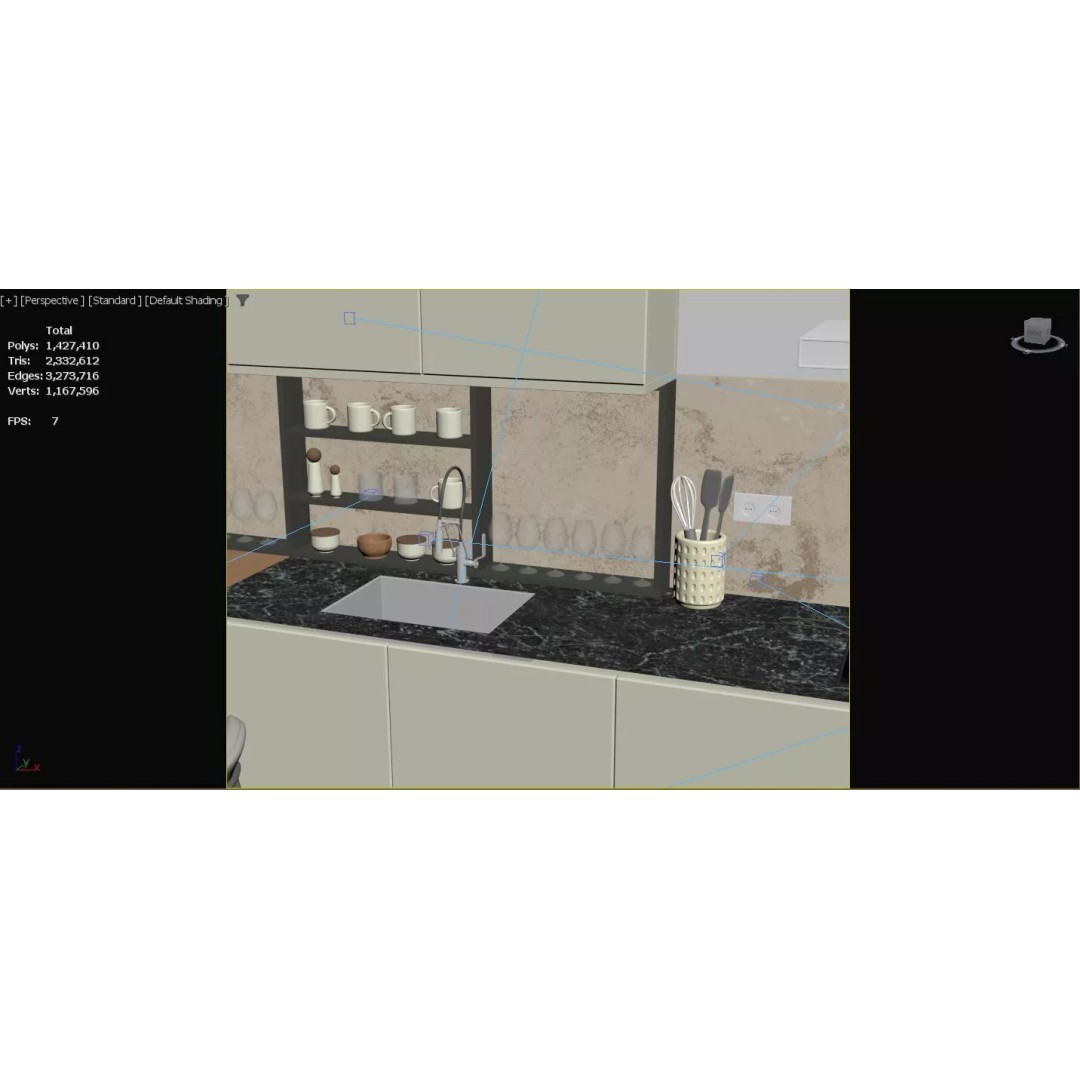 Modern Kitchen 3D Model – Elegant Interior Design, FBX & OBJ Formats - View 19