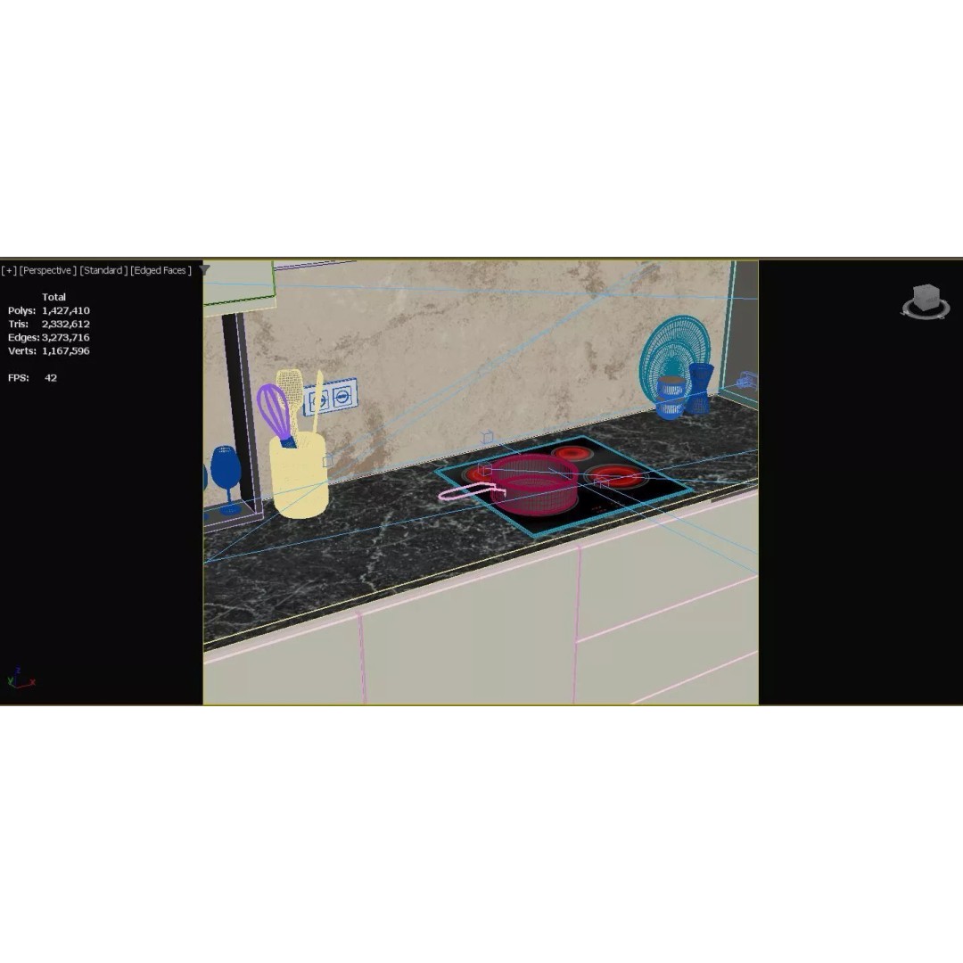 Modern Kitchen 3D Model – Elegant Interior Design, FBX & OBJ Formats - View 20