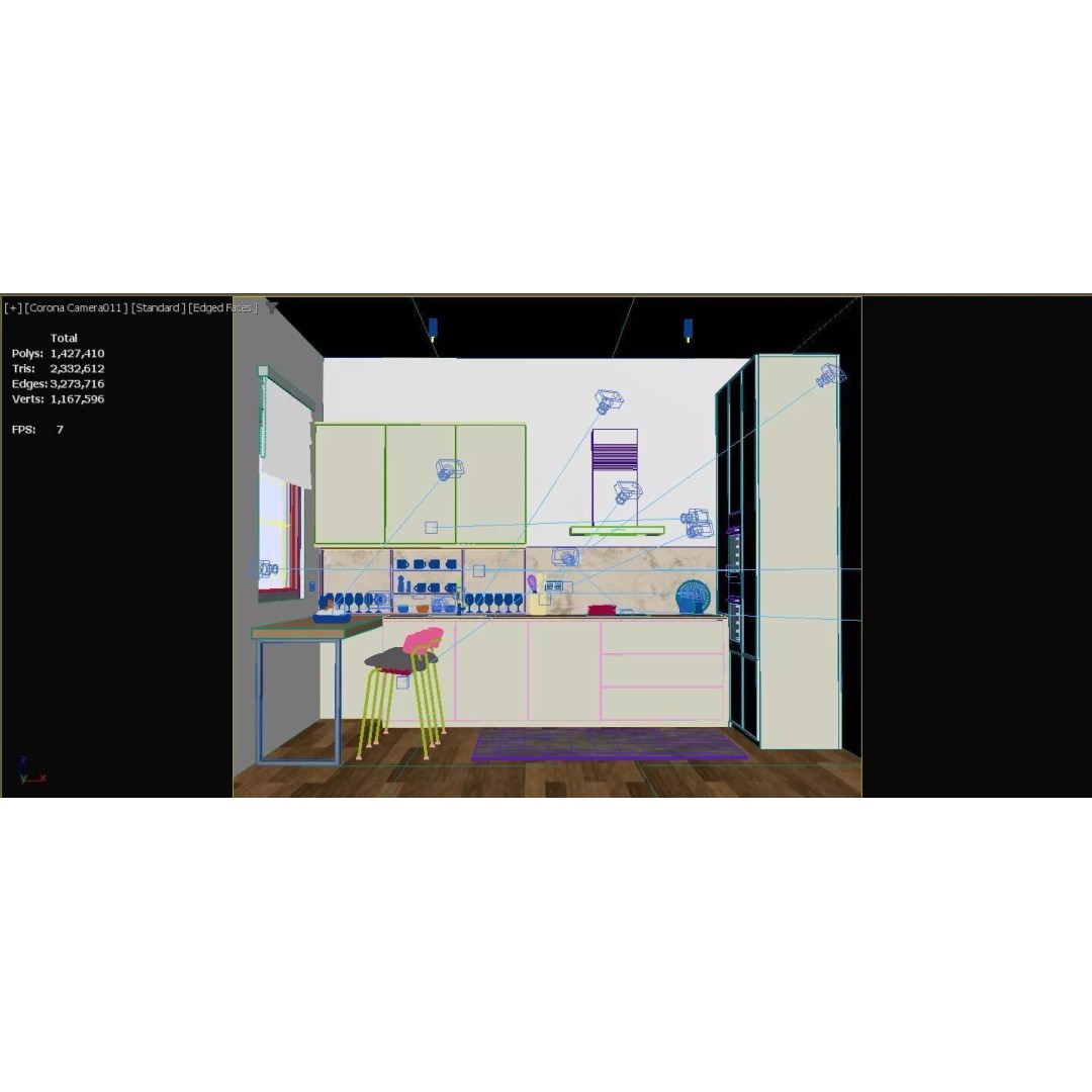 Modern Kitchen 3D Model – Elegant Interior Design, FBX & OBJ Formats - View 22