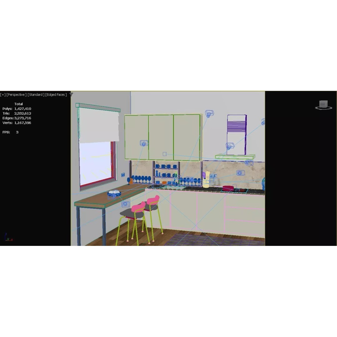 Modern Kitchen 3D Model – Elegant Interior Design, FBX & OBJ Formats - View 24