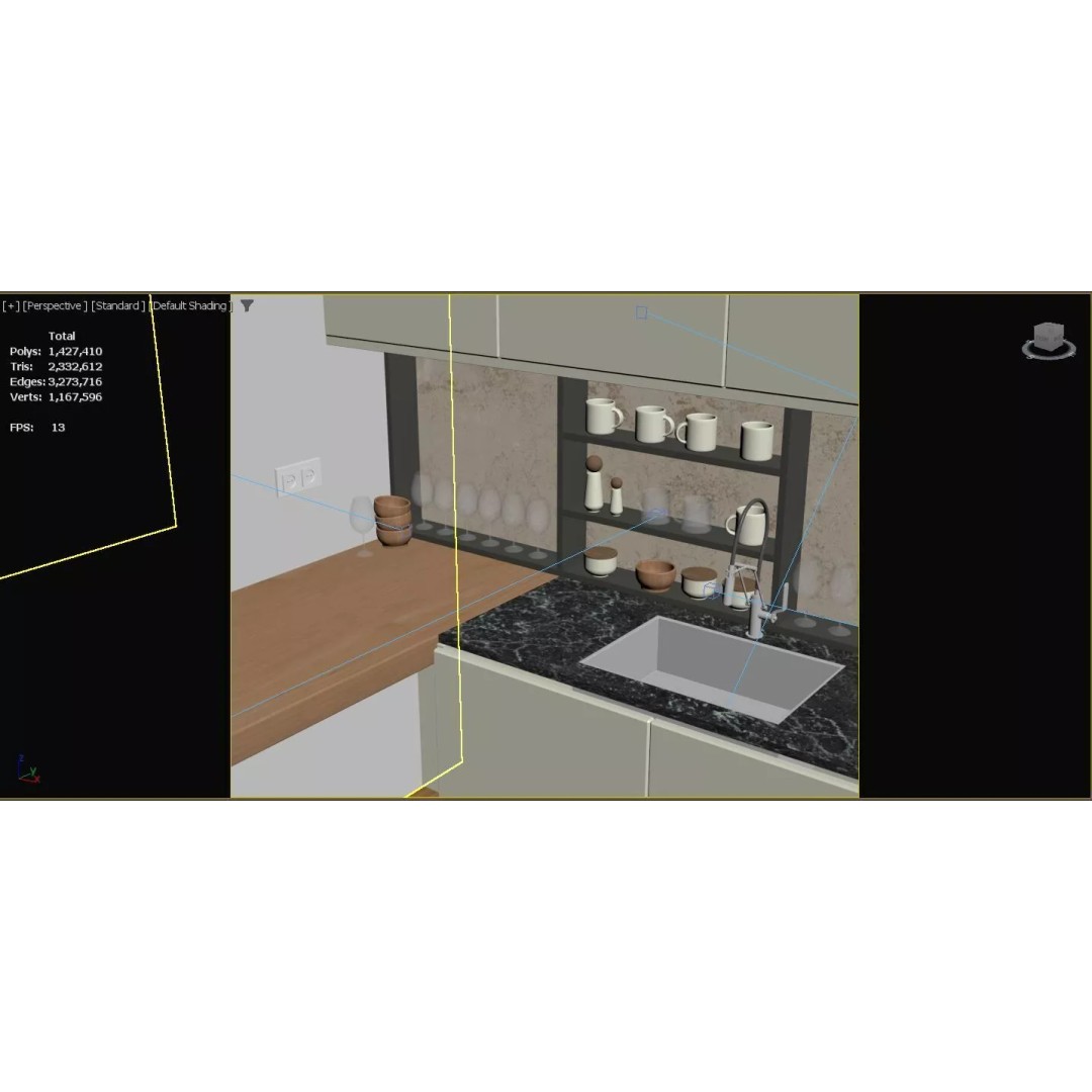 Modern Kitchen 3D Model – Elegant Interior Design, FBX & OBJ Formats - View 26