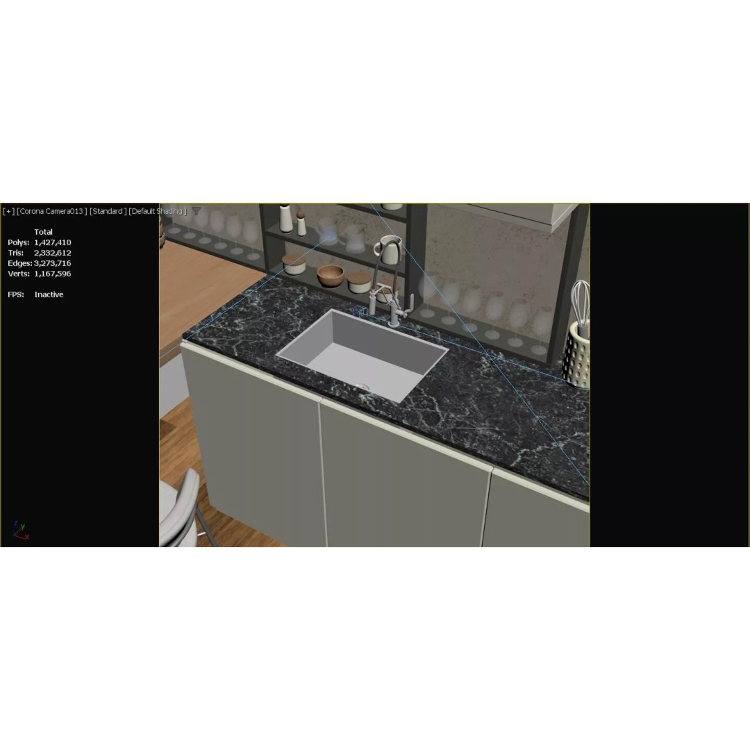Modern Kitchen 3D Model – Elegant Interior Design, FBX & OBJ Formats - View 28