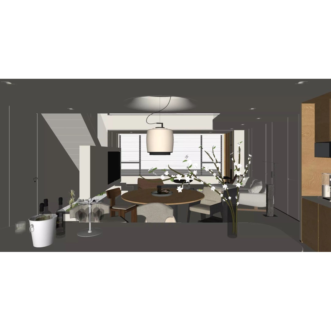 Italian-Style Living and Dining Room 3D Model – PBR Textures, Game-Ready Formats