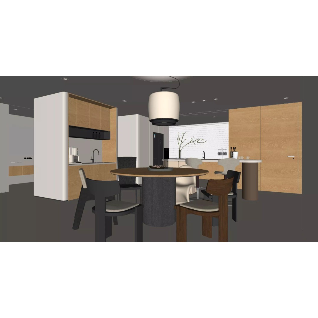 Italian-Style Living and Dining Room 3D Model – PBR Textures, Game-Ready Formats - View 11