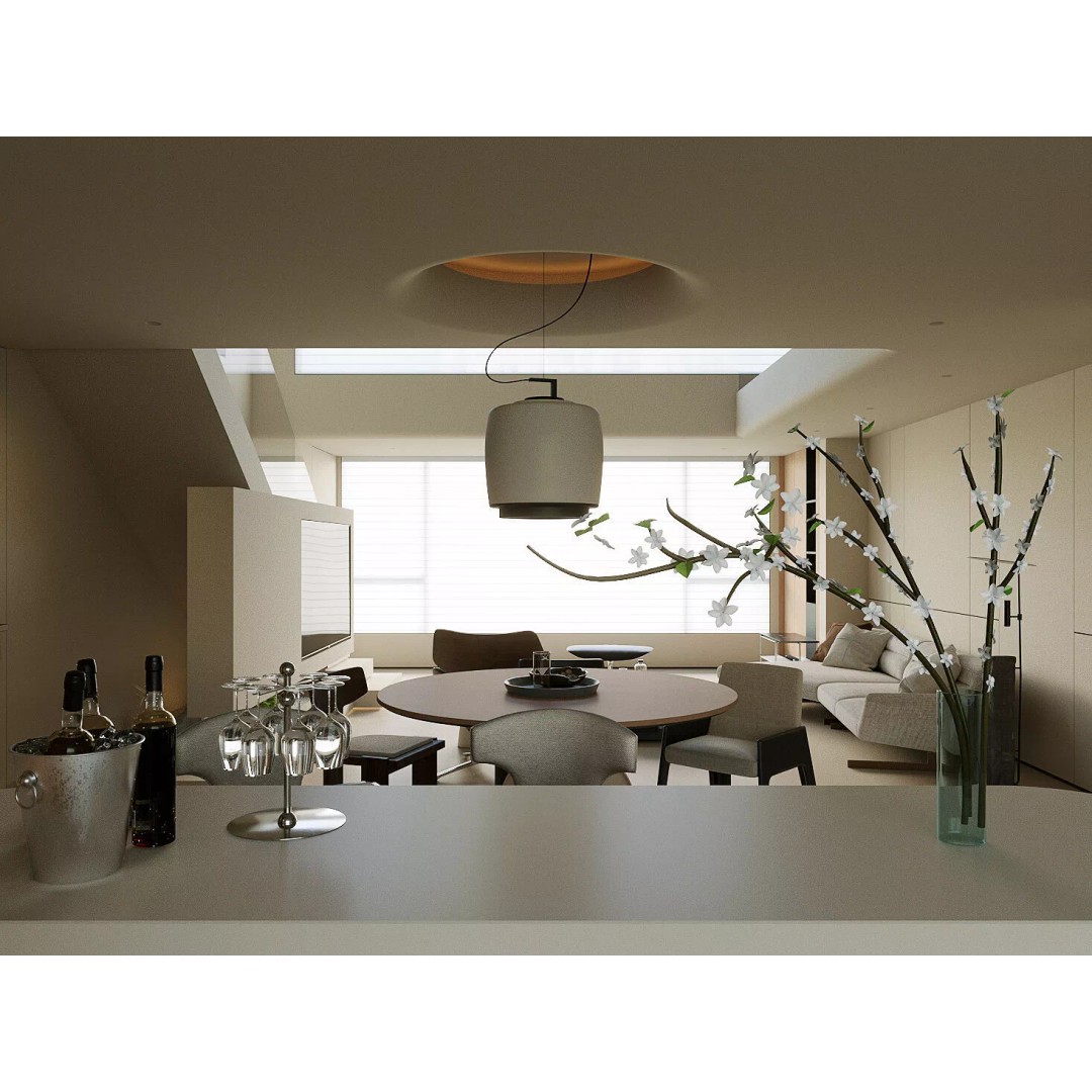 Italian-Style Living and Dining Room 3D Model – PBR Textures, Game-Ready Formats - View 5