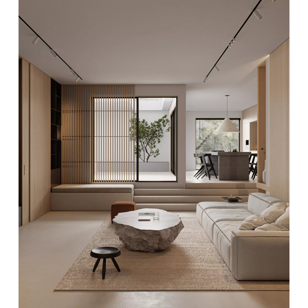 Living Room 3D Model – Modern Workspace Scene in Blender - View 2