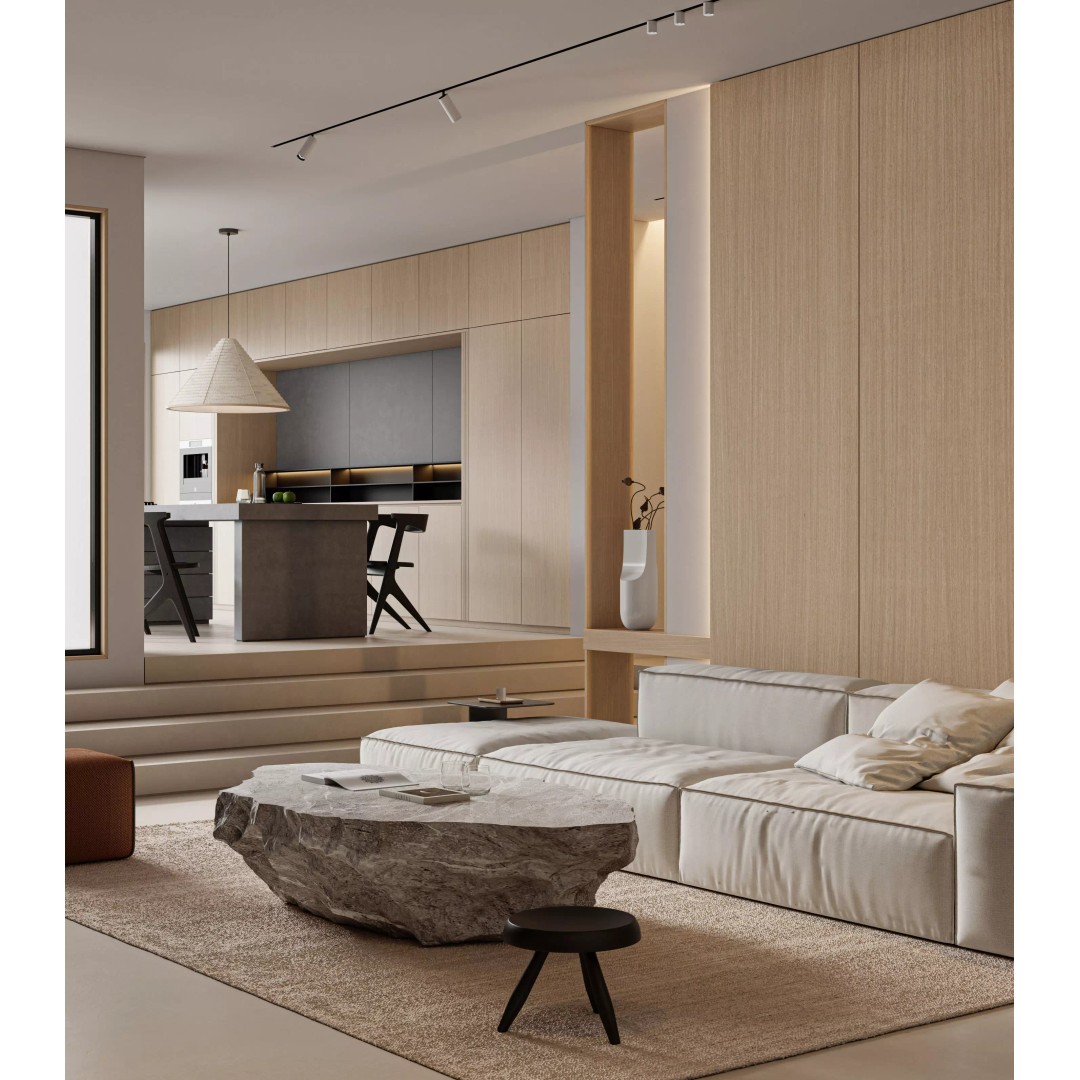 Living Room 3D Model – Modern Workspace Scene in Blender - View 3