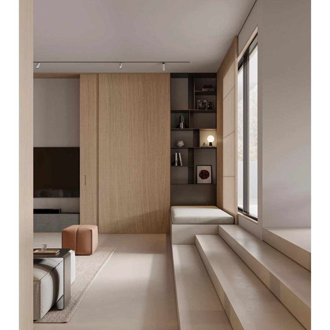 Living Room 3D Model – Modern Workspace Scene in Blender - View 5