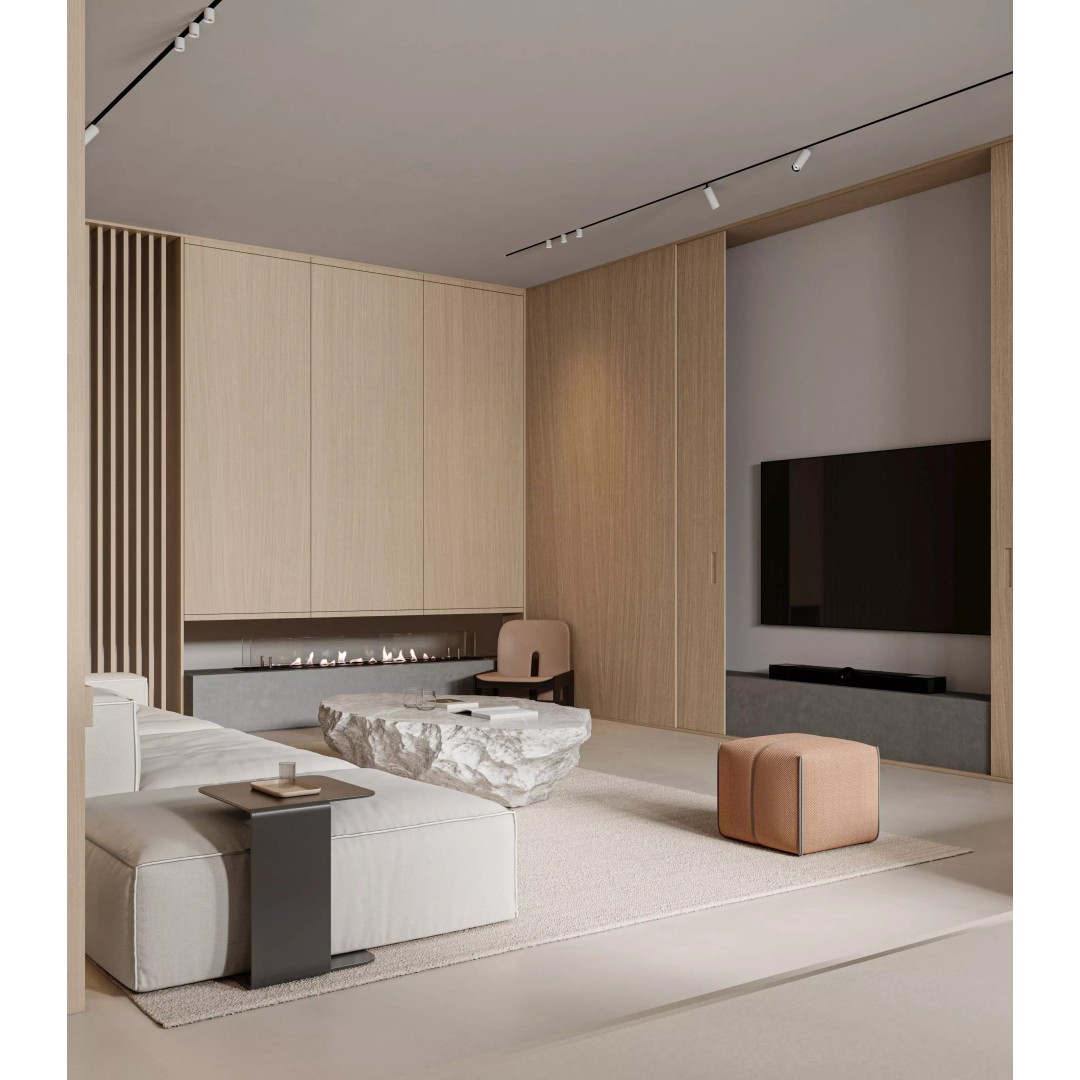 Living Room 3D Model – Modern Workspace Scene in Blender - View 6