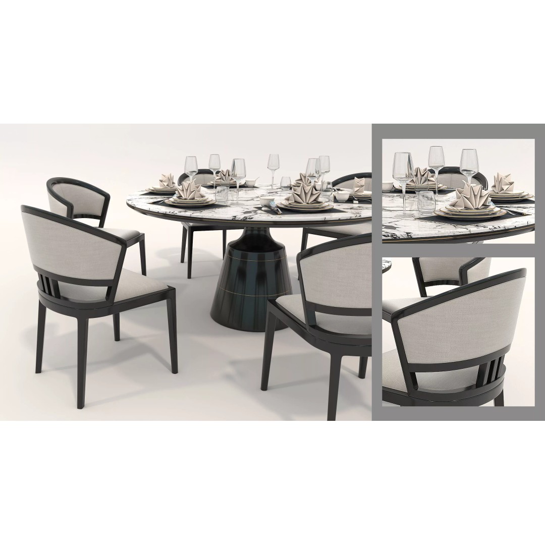 Contemporary Round Marble Dining Set 3D Model – Elegant Furniture Collection, FBX - View 6