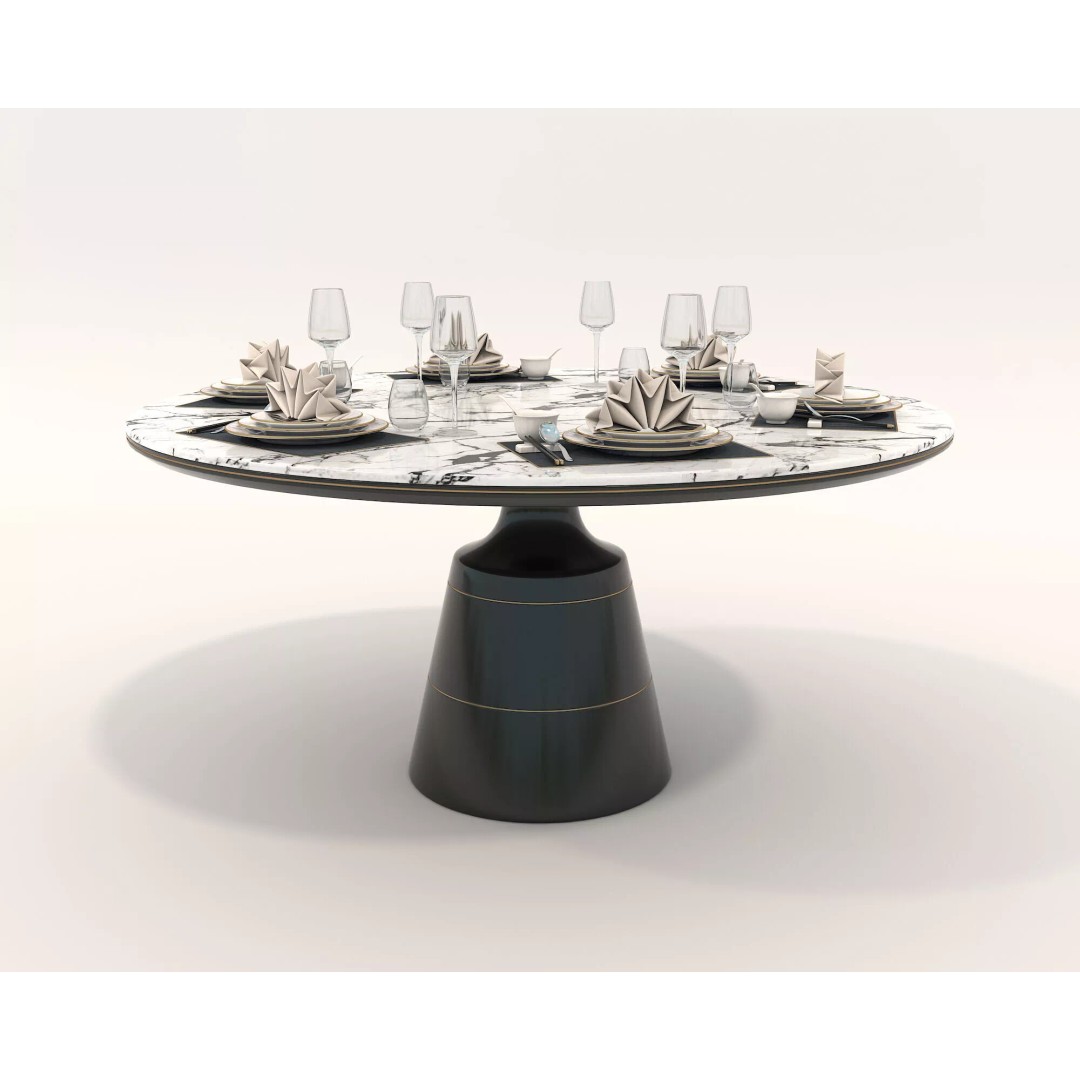 Contemporary Round Marble Dining Set 3D Model – Elegant Furniture Collection, FBX - View 8