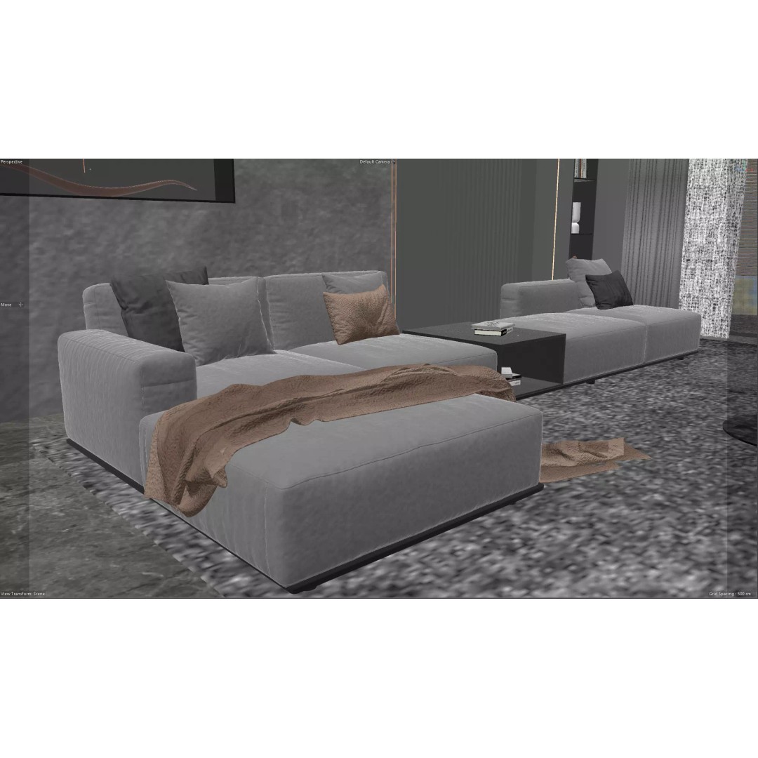 Modern Living Room 3D Model – Luxury Interior Scene for Redshift - View 11