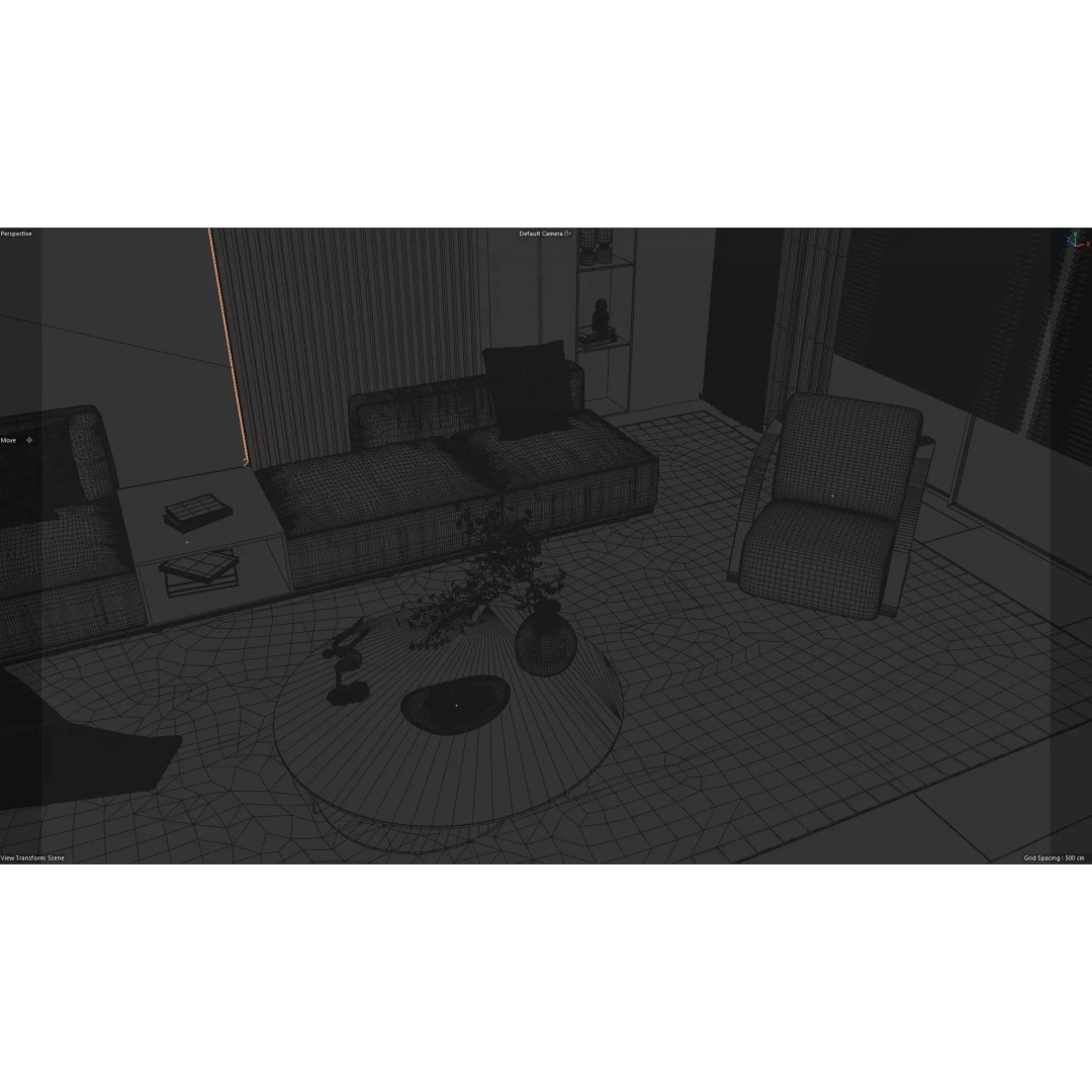 Modern Living Room 3D Model – Luxury Interior Scene for Redshift - View 12