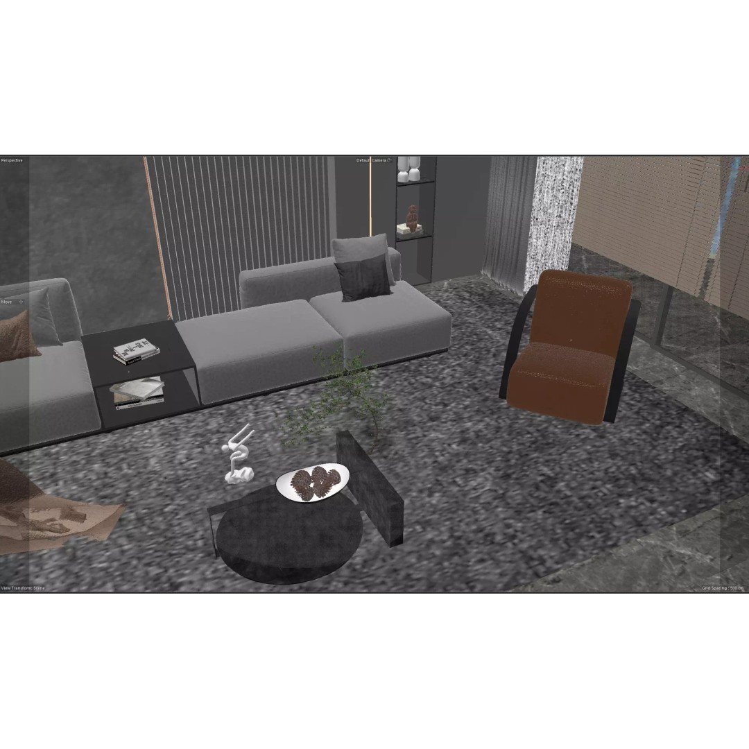 Modern Living Room 3D Model – Luxury Interior Scene for Redshift - View 13