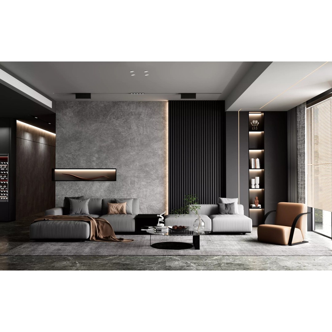 Modern Living Room 3D Model – Luxury Interior Scene for Redshift - View 2