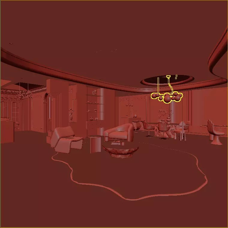 Interior Living Room Scene 3D Model – Realistic Design with Textures, FBX