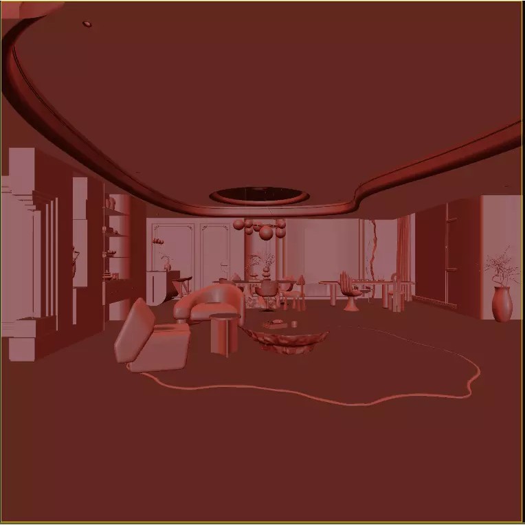 Interior Living Room Scene 3D Model – Realistic Design with Textures, FBX - View 15