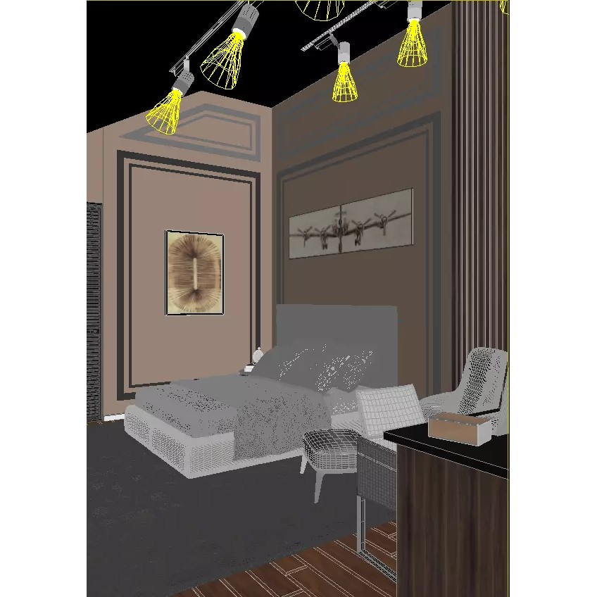 Detailed Bedroom Scene 3D Model – Realistic Interior Design, Corona Render - View 8