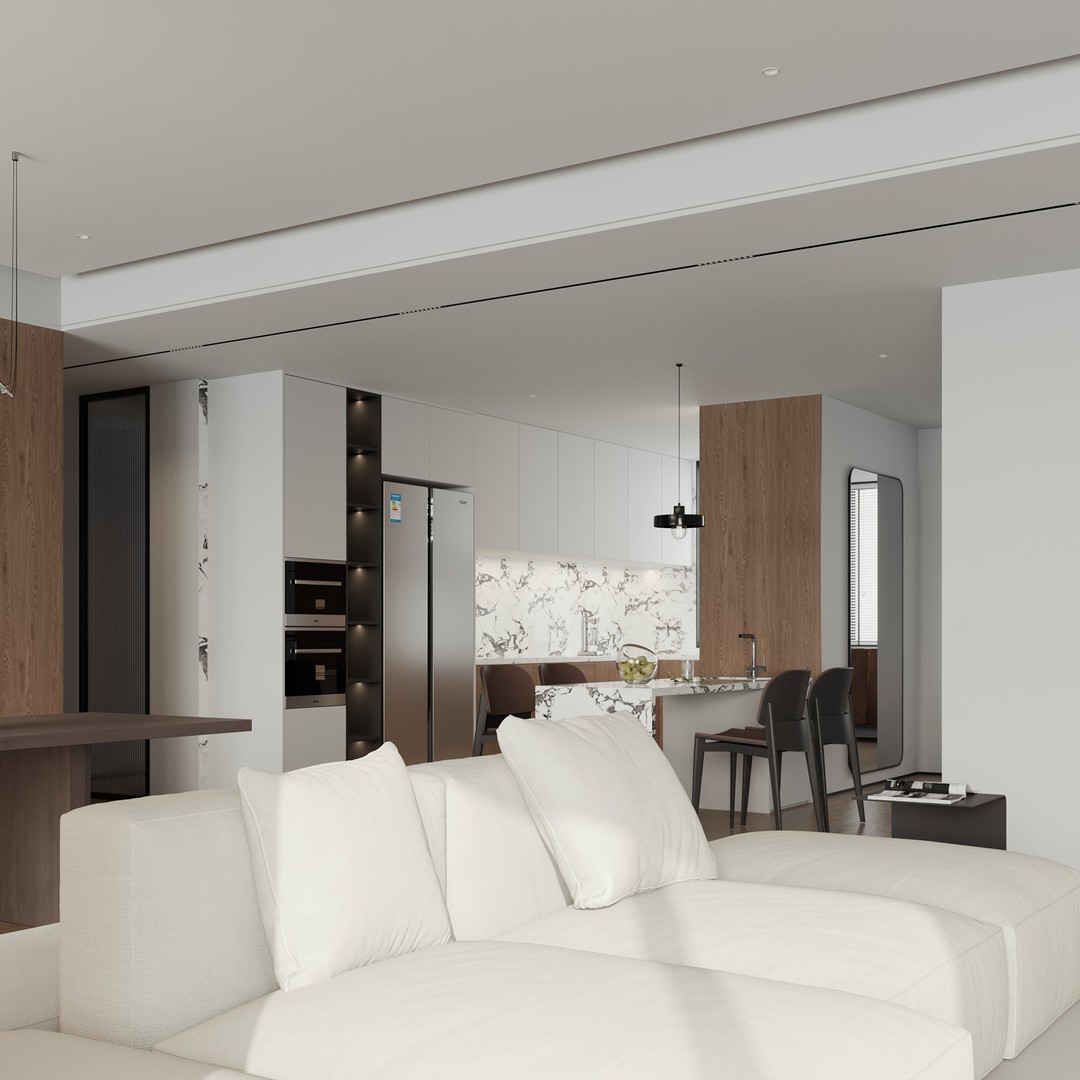 Italian Minimalist Living Room 3D Model – PBR Textured, Corona Render Ready - View 4